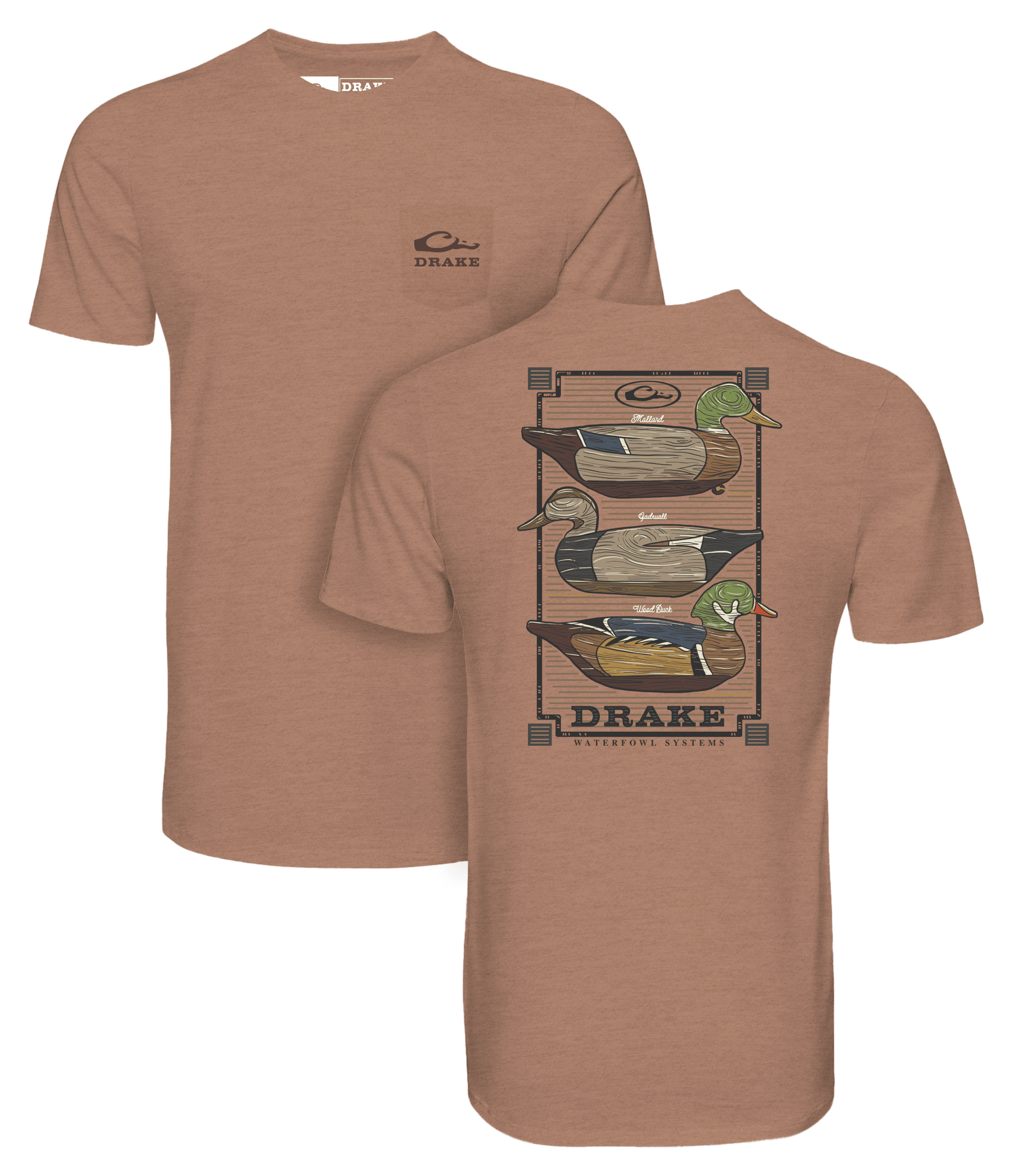 Image of Drake Waterfowl Vintage Decoy Stack Short-Sleeve Pocket T-Shirt