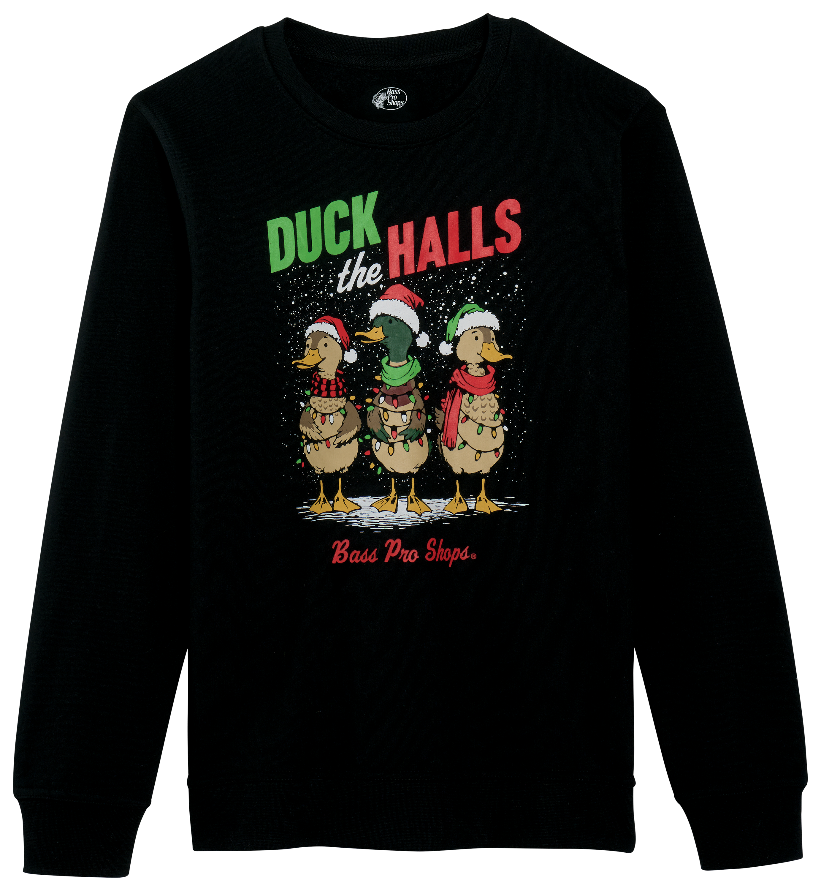 Image of Bass Pro Shops Ugly Christmas Sweatshirt for Kids - Black
