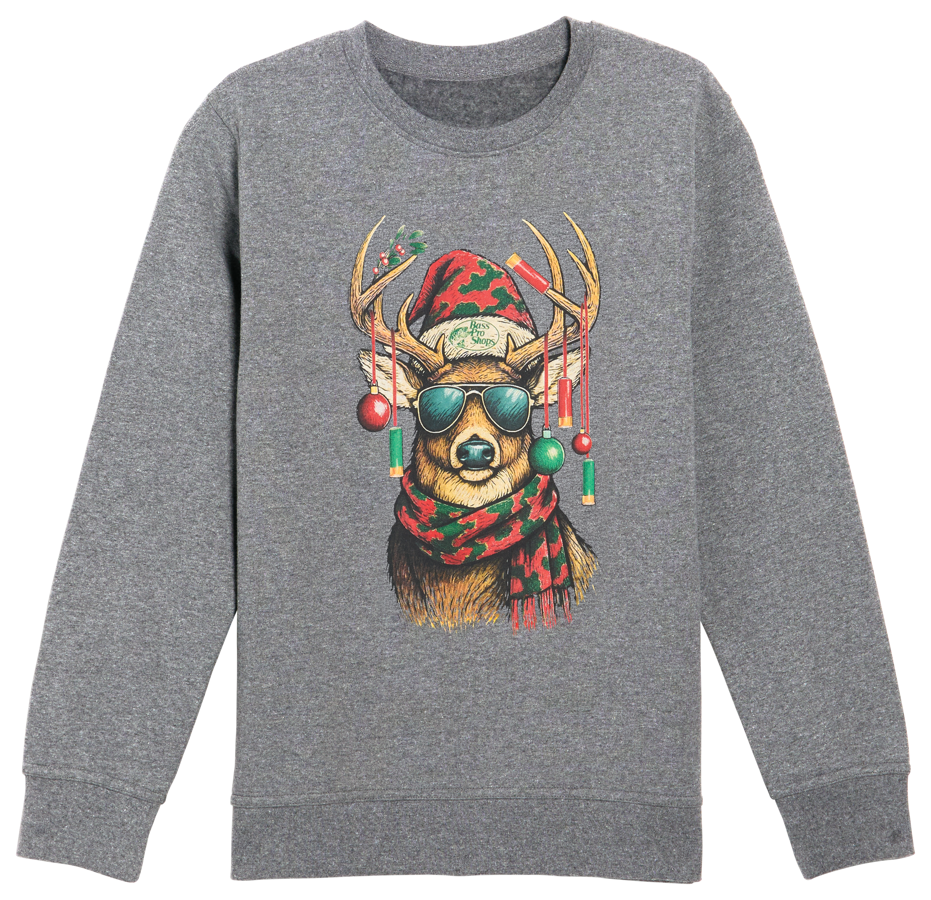 Image of Bass Pro Shops Ugly Christmas Sweatshirt for Kids - Charcoal Heather