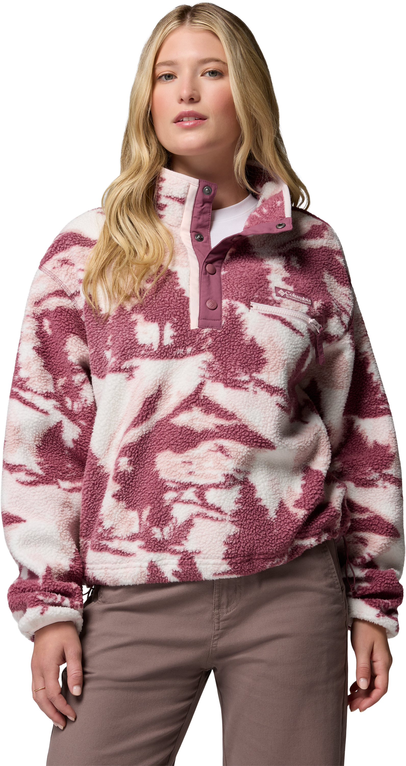 Columbia Columbia Helvetia II Printed Half-Snap Cropped Pullover - Antique Mauve/Frostday - $85.00 at Bass Pro Shops