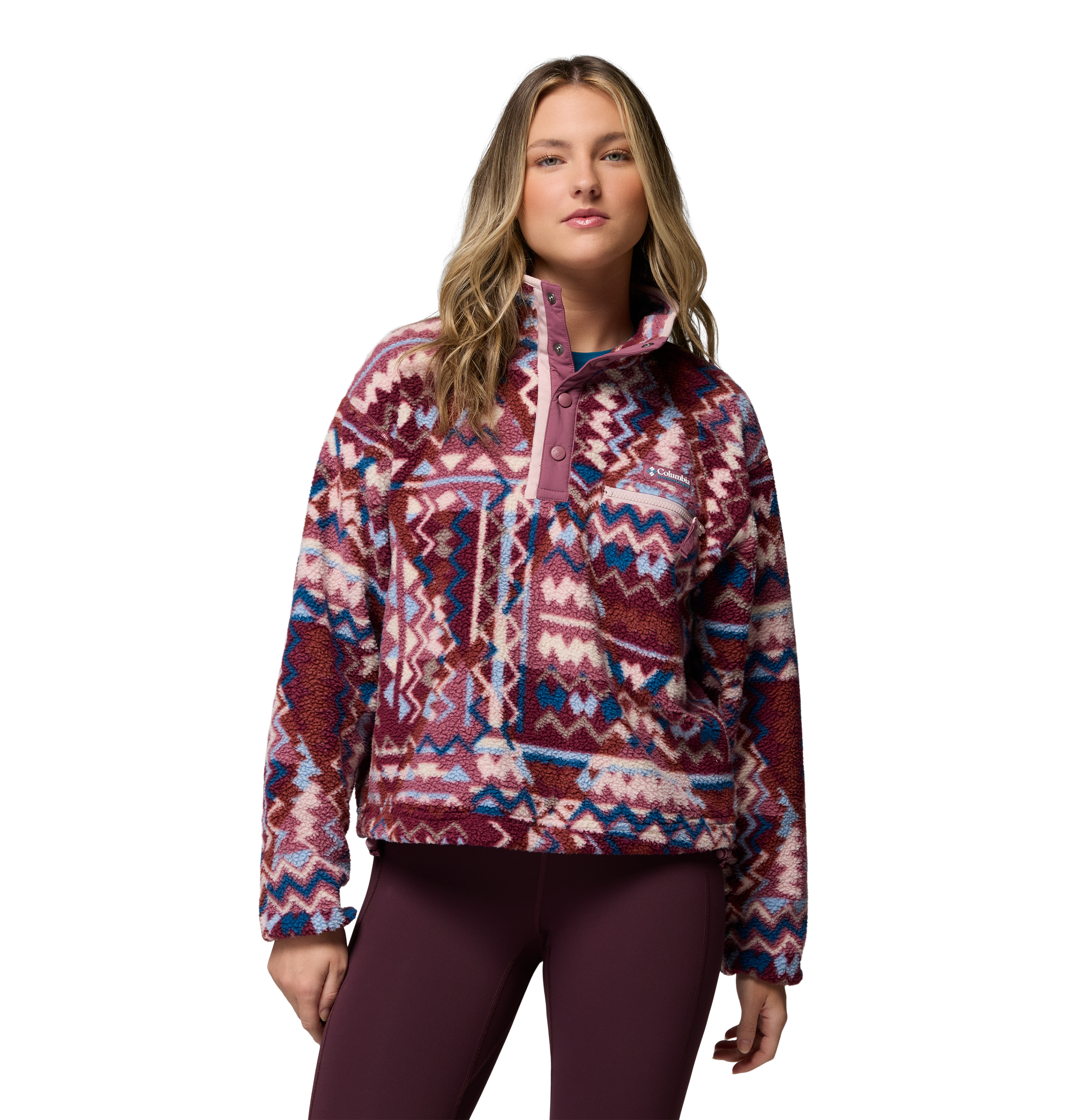 Columbia Columbia Helvetia II Printed Half-Snap Cropped Pullover - Antique Mauve/Geomix - $85.00 at Bass Pro Shops