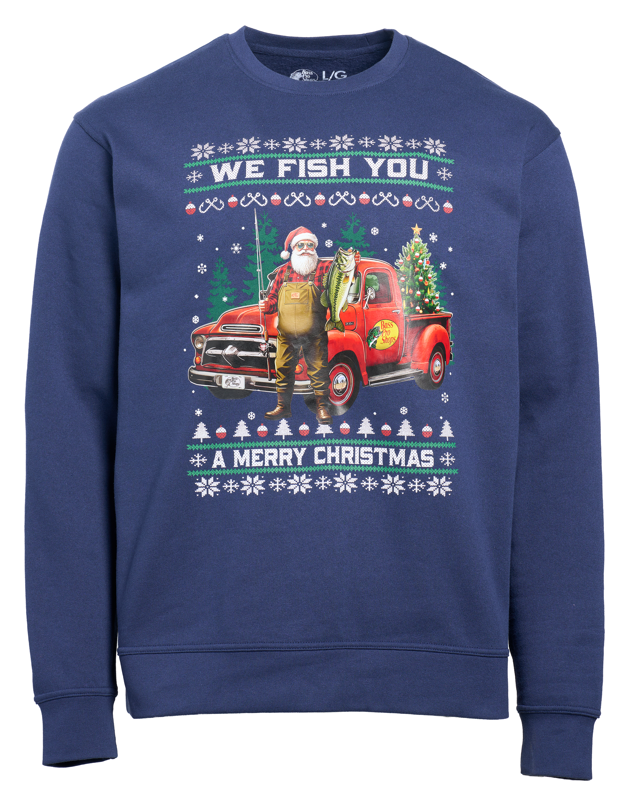 Image of Bass Pro Shops We Fish You A Merry Christmas Sweatshirt - Navy