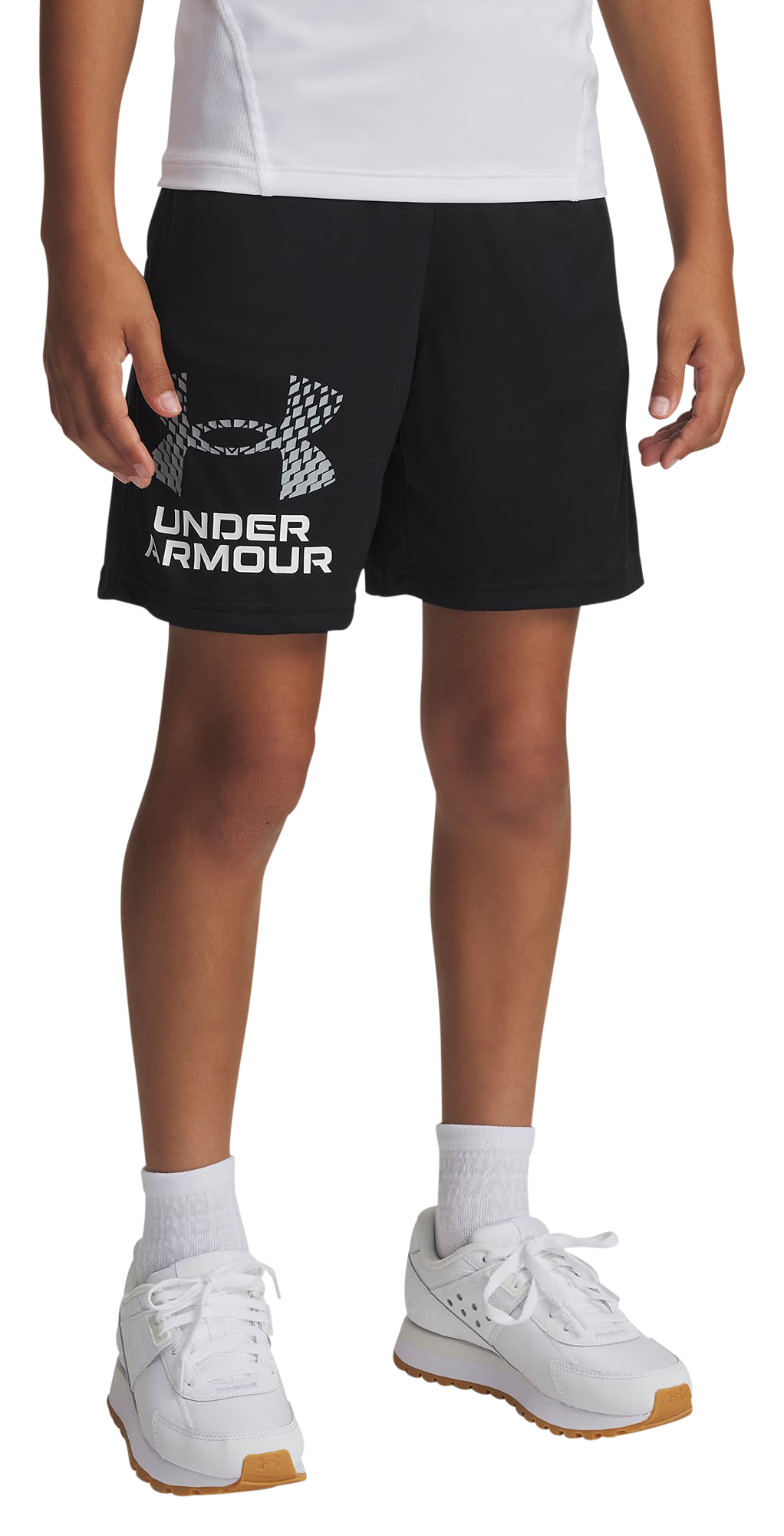 Image of Under Armour Tech Logo Shorts for Kids - Black/Mod Gray