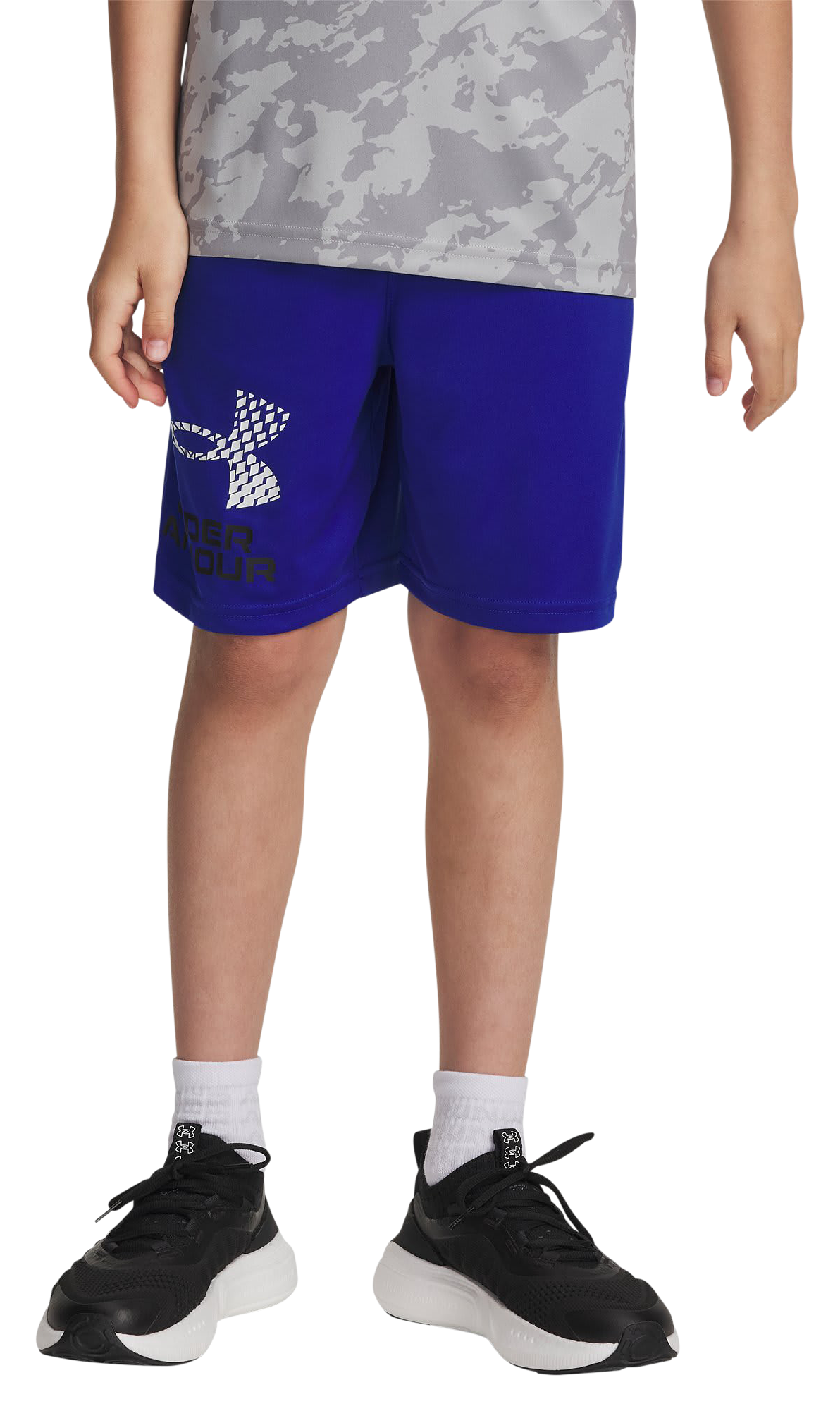 Image of Under Armour Tech Logo Shorts for Kids - Royal/Black