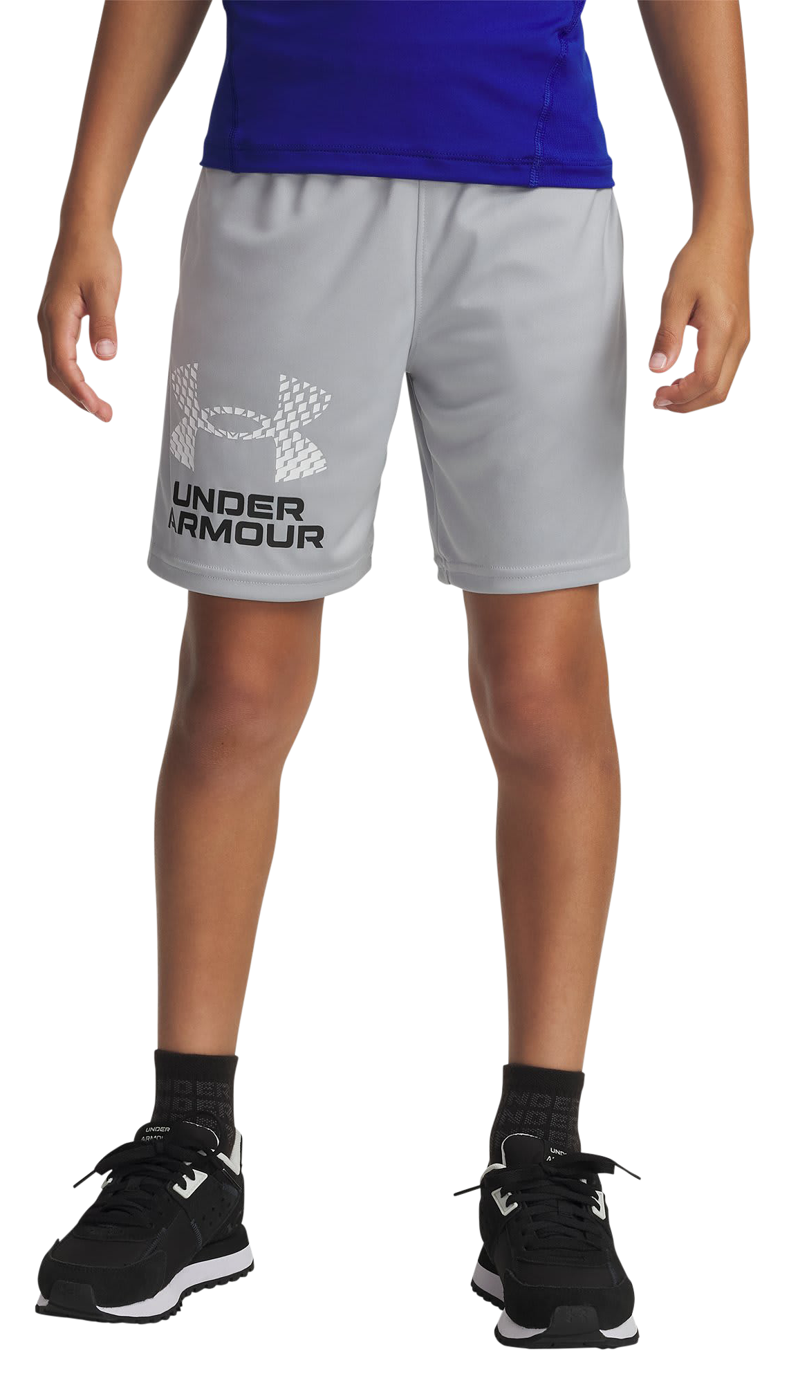 Image of Under Armour Tech Logo Shorts for Kids - Mod Gray/White