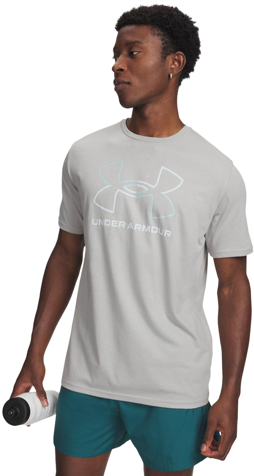 Image of Under Armour Foundation Short-Sleeve T-Shirt - Titanium/Enamel Blue/Illusion Green
