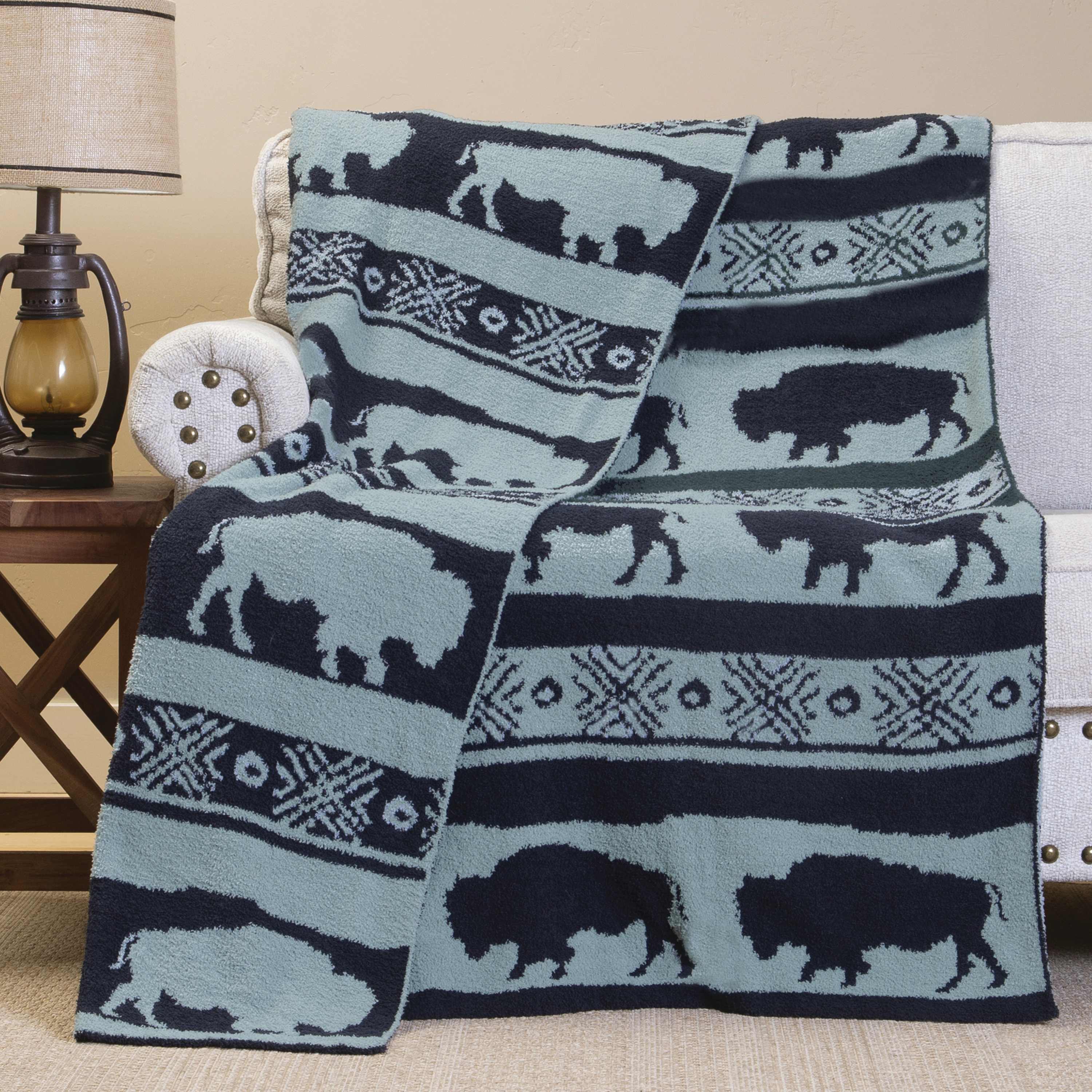 Image of Carstens, Inc. Stretchy Throw Blanket - Buffalo Blues