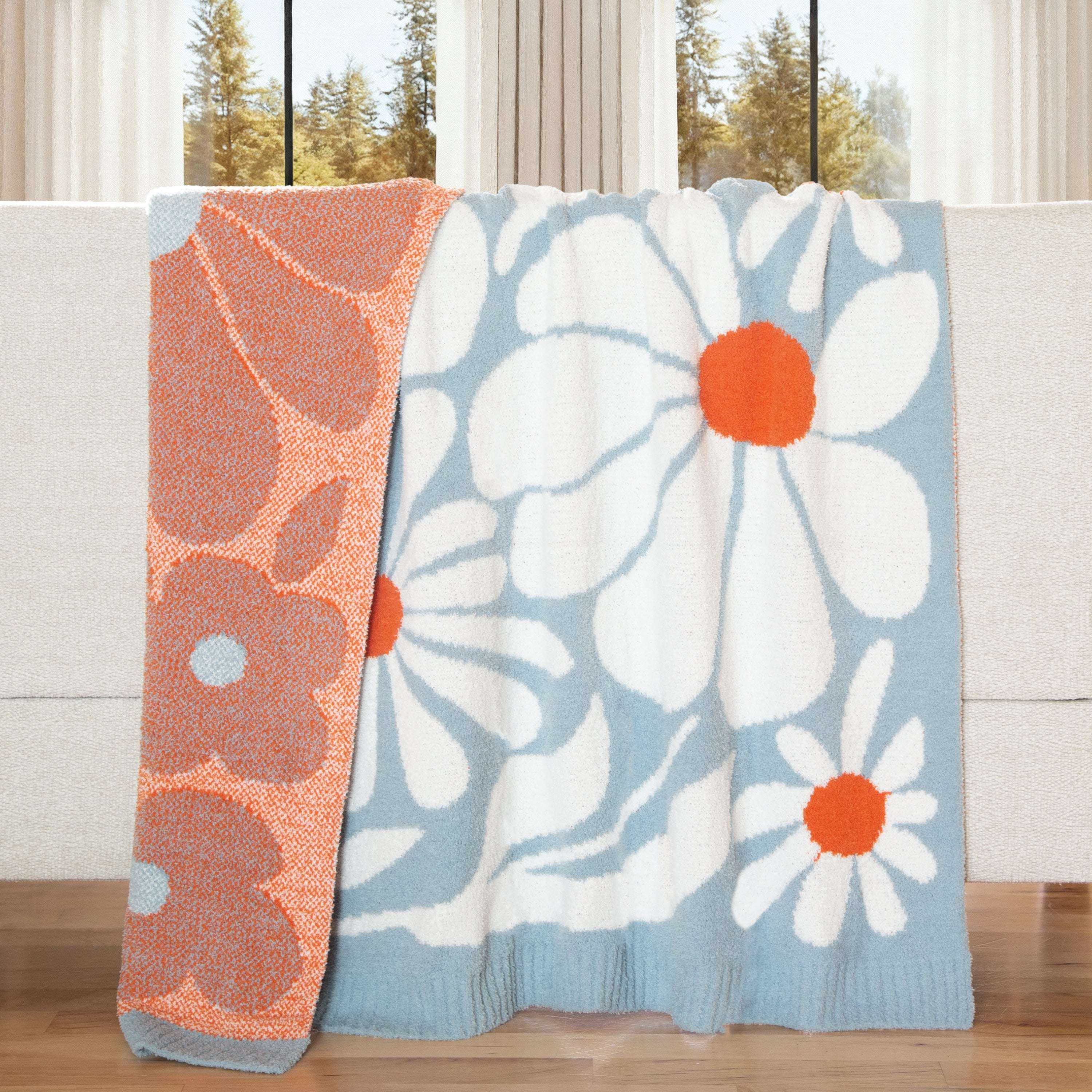 Image of Carstens, Inc. Stretchy Throw Blanket - Blossom Blues