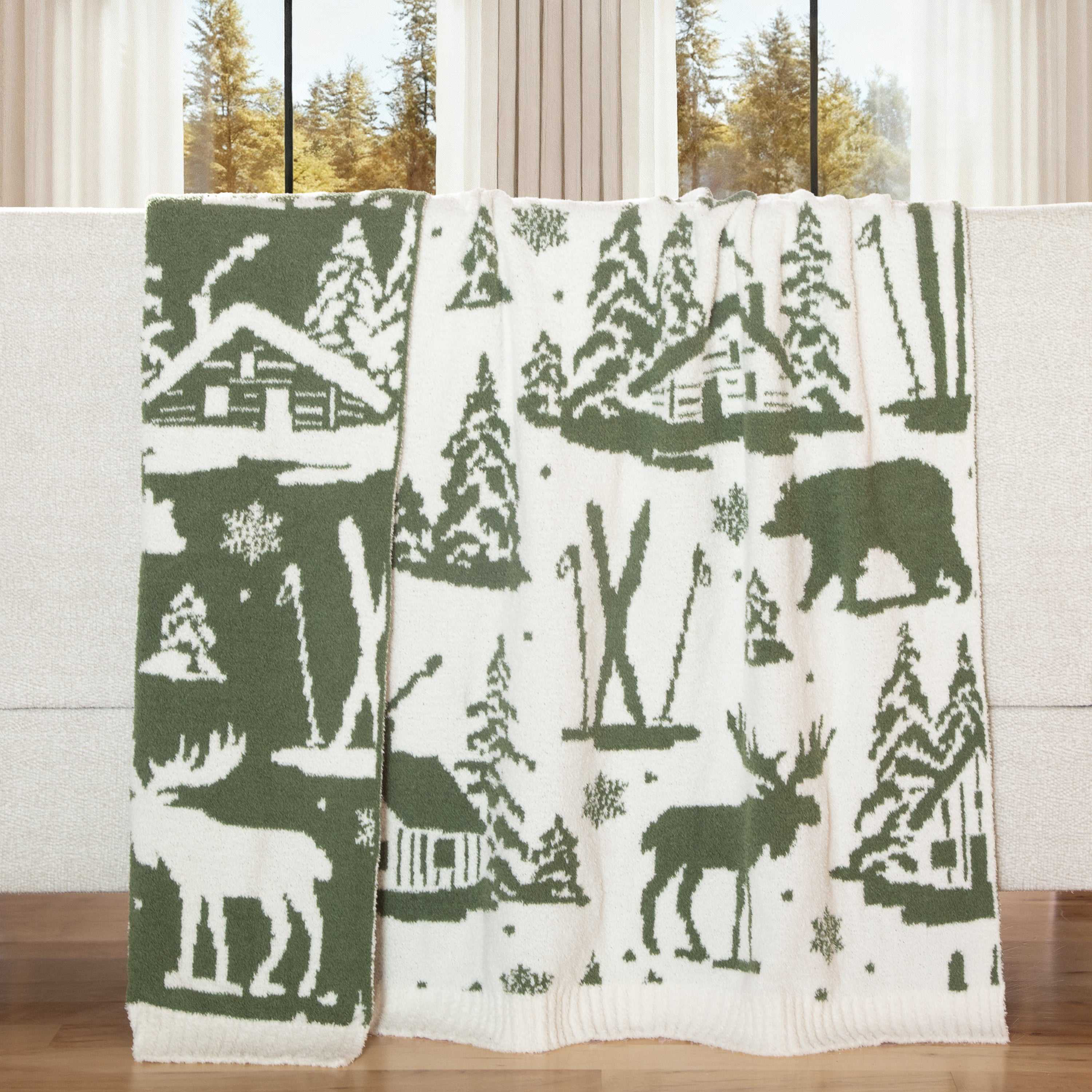 Image of Carstens, Inc. Stretchy Throw Blanket - Alpine Woods