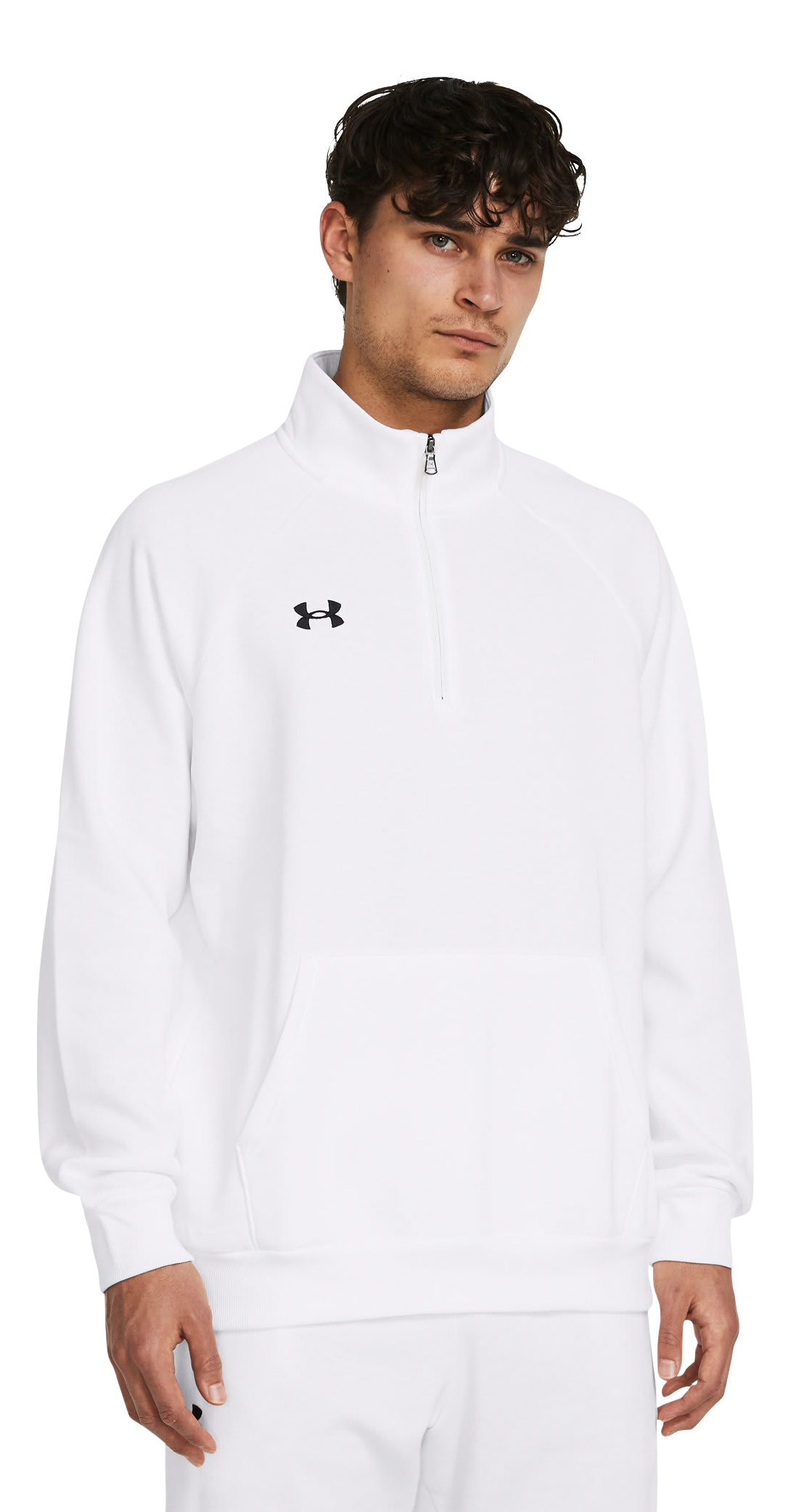 Image of Under Armour Rival Fleece Quarter-Zip Pullover - White/Black