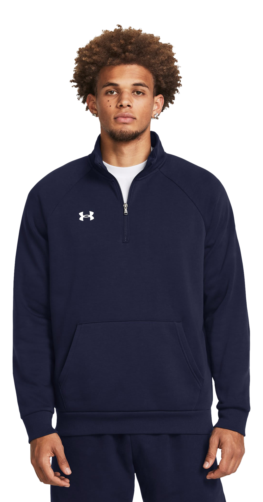 Image of Under Armour Rival Fleece Quarter-Zip Pullover - Midnight Navy/White