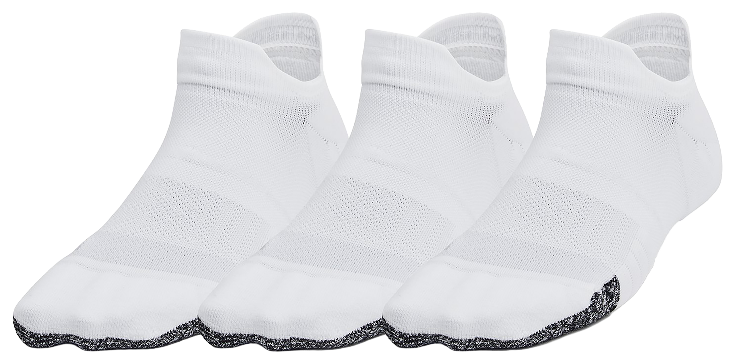 Image of Under Armour Breathe No-Show Tab 3-Pack Socks for Women - White/Halo Gray