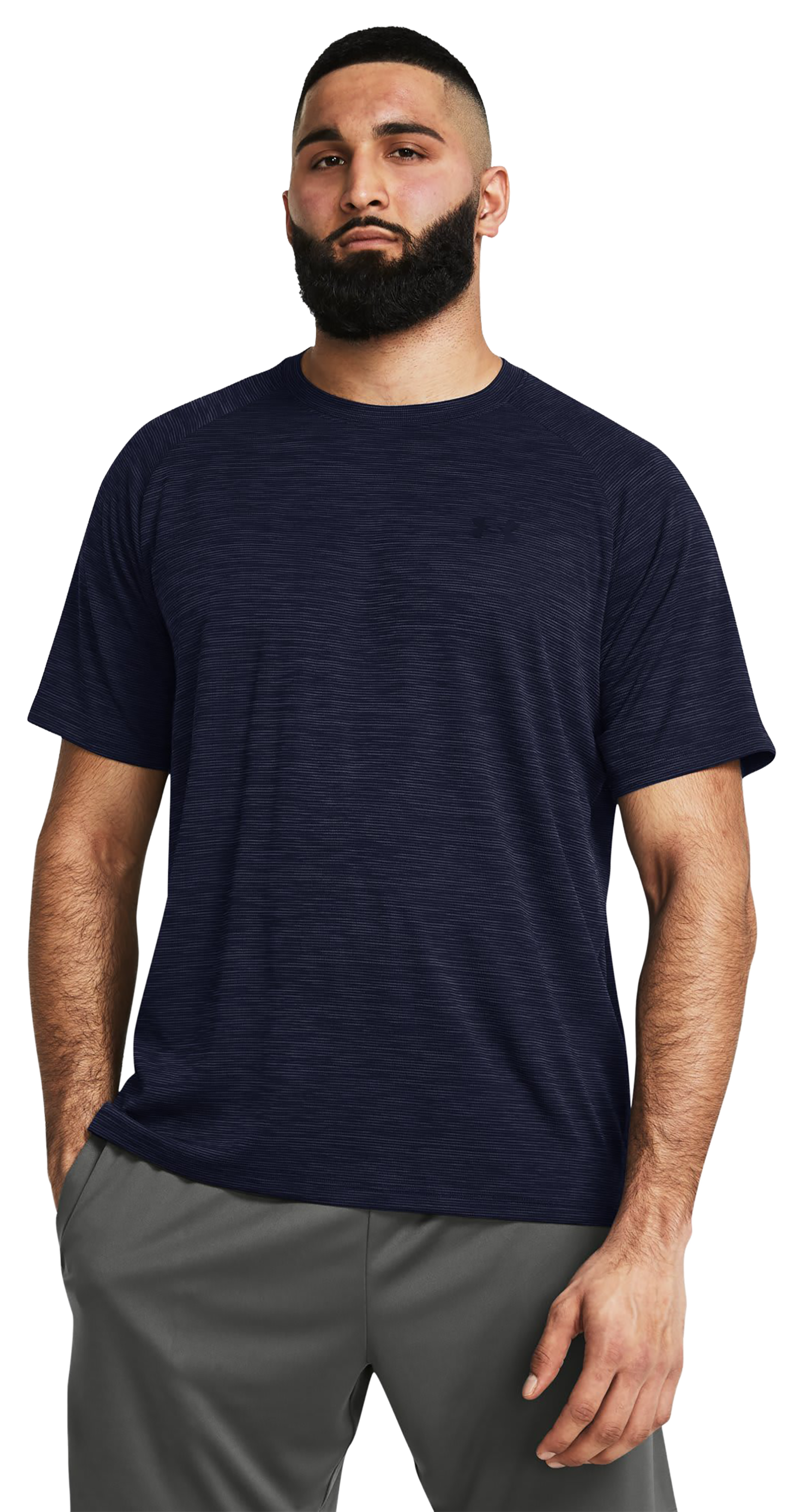 Image of Under Armour Tech Textured Short-Sleeve T-Shirt - Midnight Navy/Black