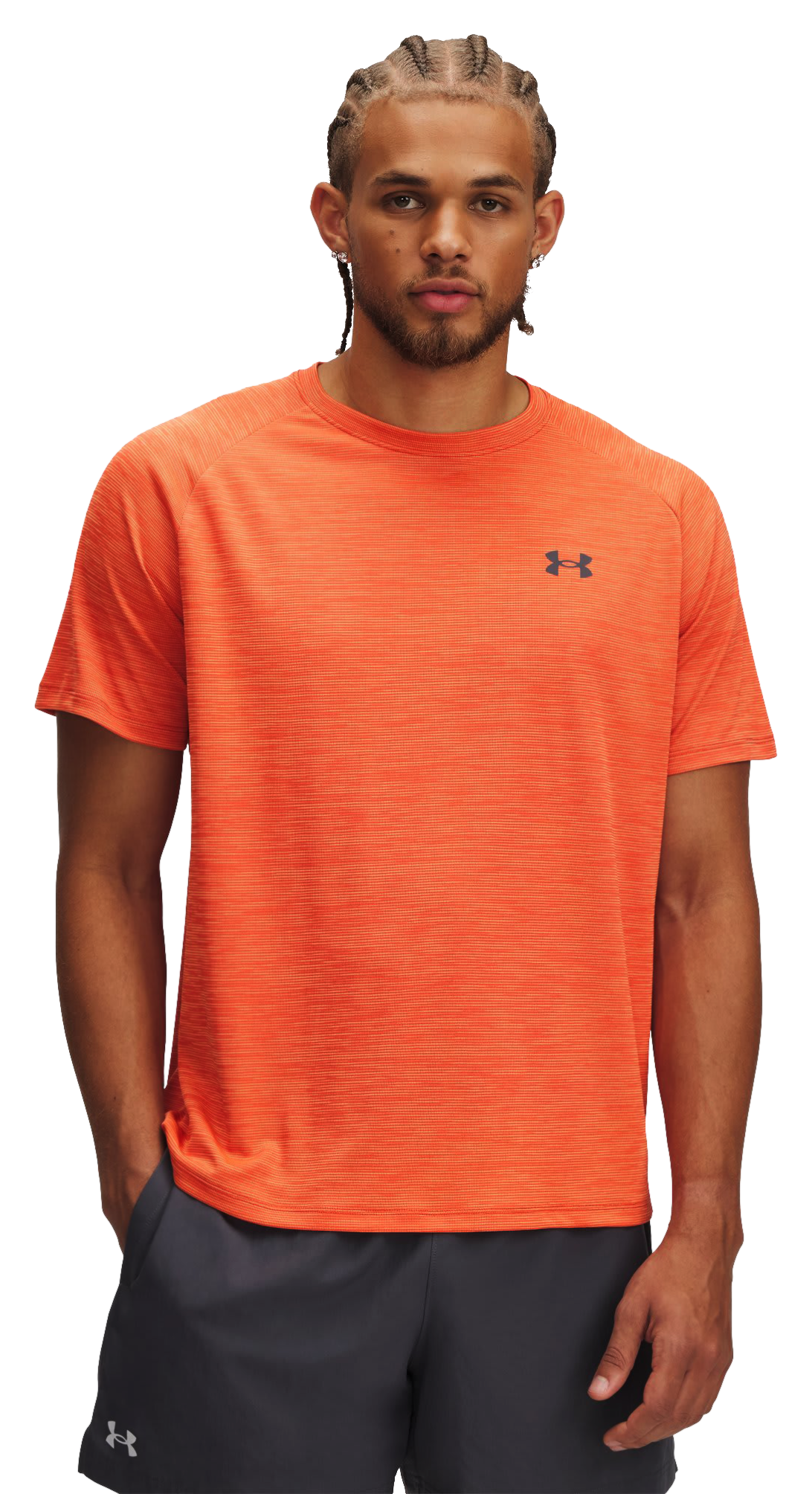 Image of Under Armour Tech Textured Short-Sleeve T-Shirt - Fire/Ares Red/Castlerock