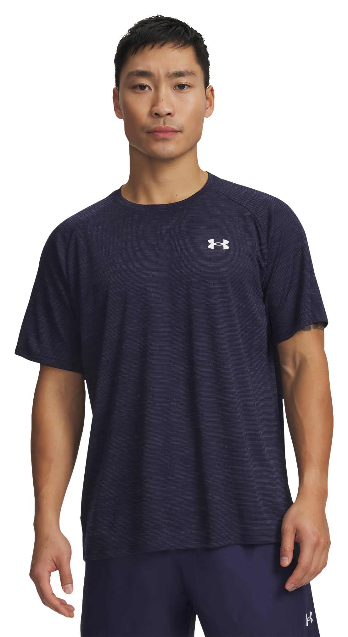 Image of Under Armour Tech Textured Short-Sleeve T-Shirt - Midnight Navy/White
