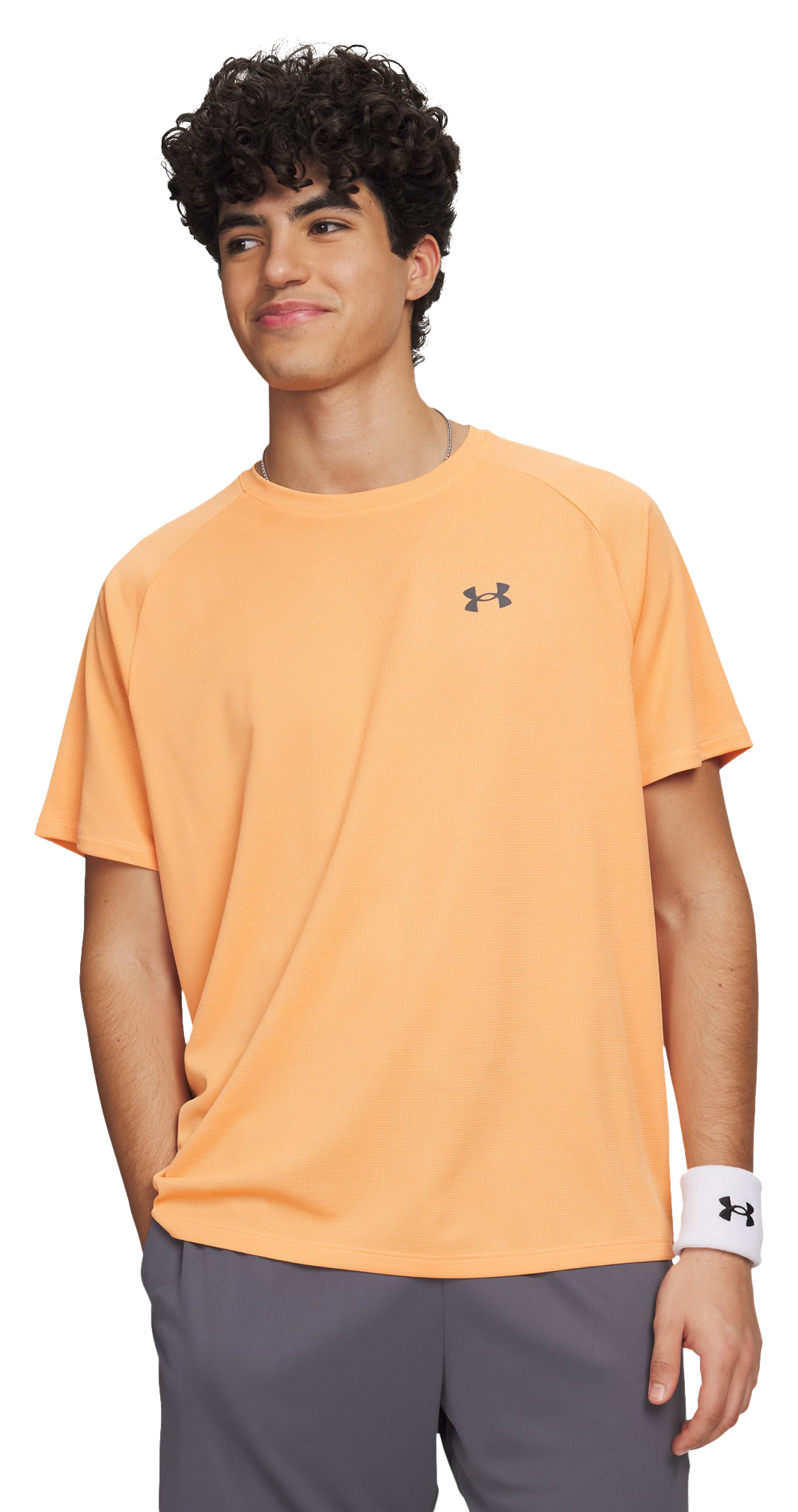 Image of Under Armour Tech Textured Short-Sleeve T-Shirt - Orange Bloc/Castlerock