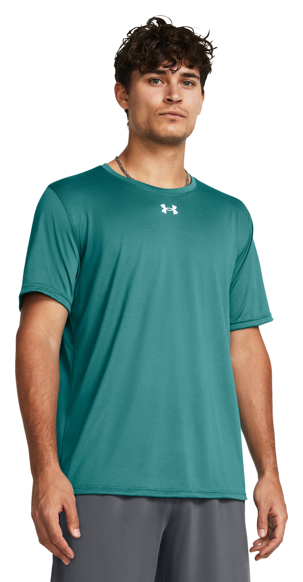 Image of Under Armour Team Tech Short-Sleeve T-Shirt - Coastal Teal/White