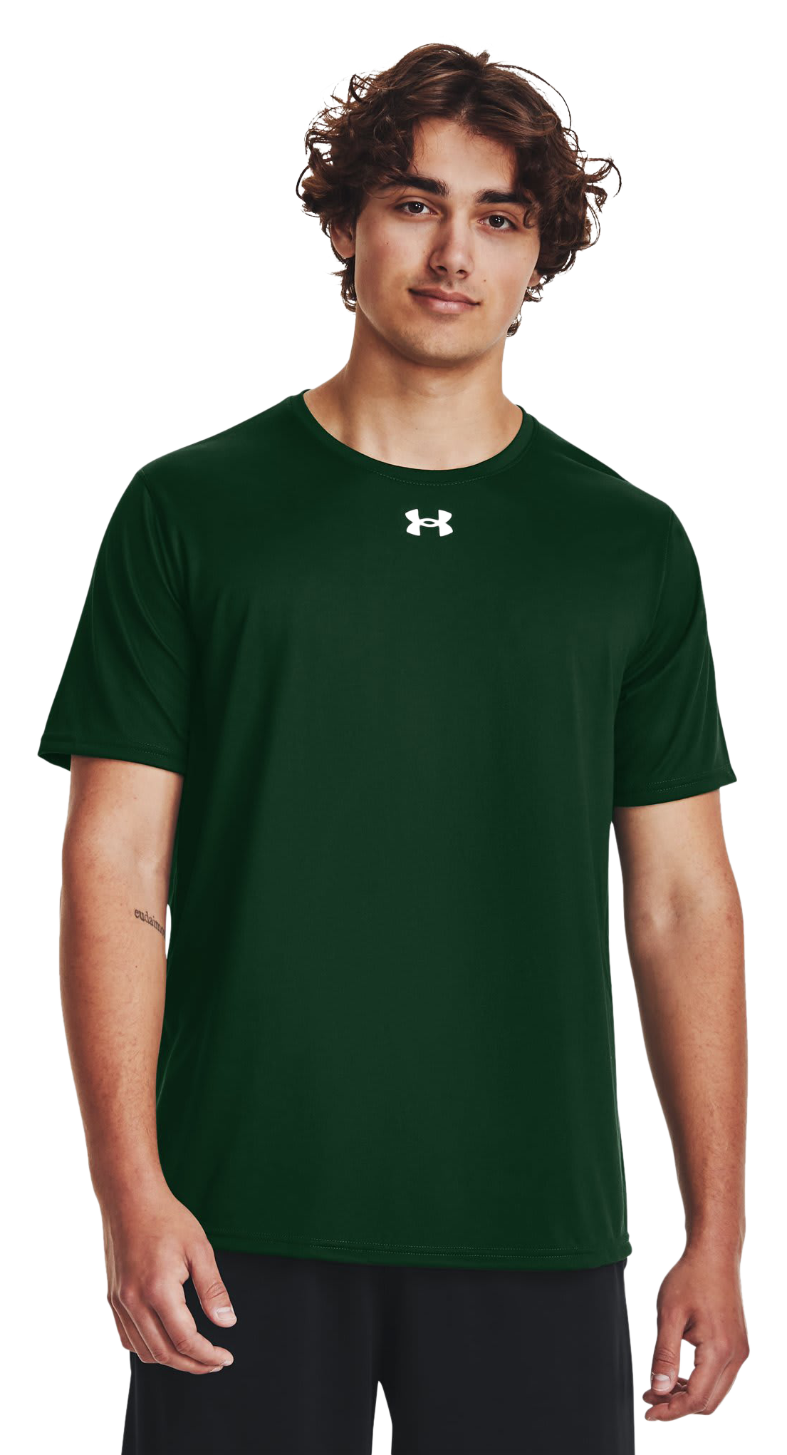 Image of Under Armour Team Tech Short-Sleeve T-Shirt - Forest Green/White