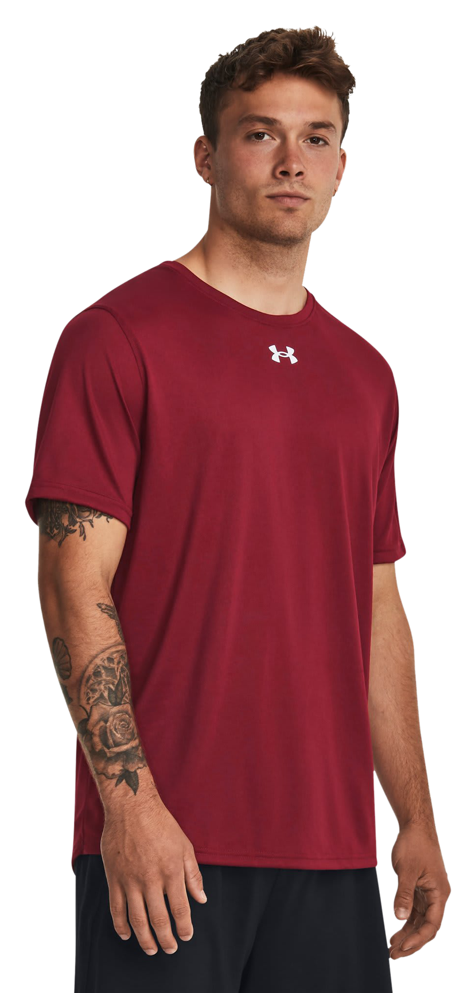 Image of Under Armour Team Tech Short-Sleeve T-Shirt - Cardinal/White