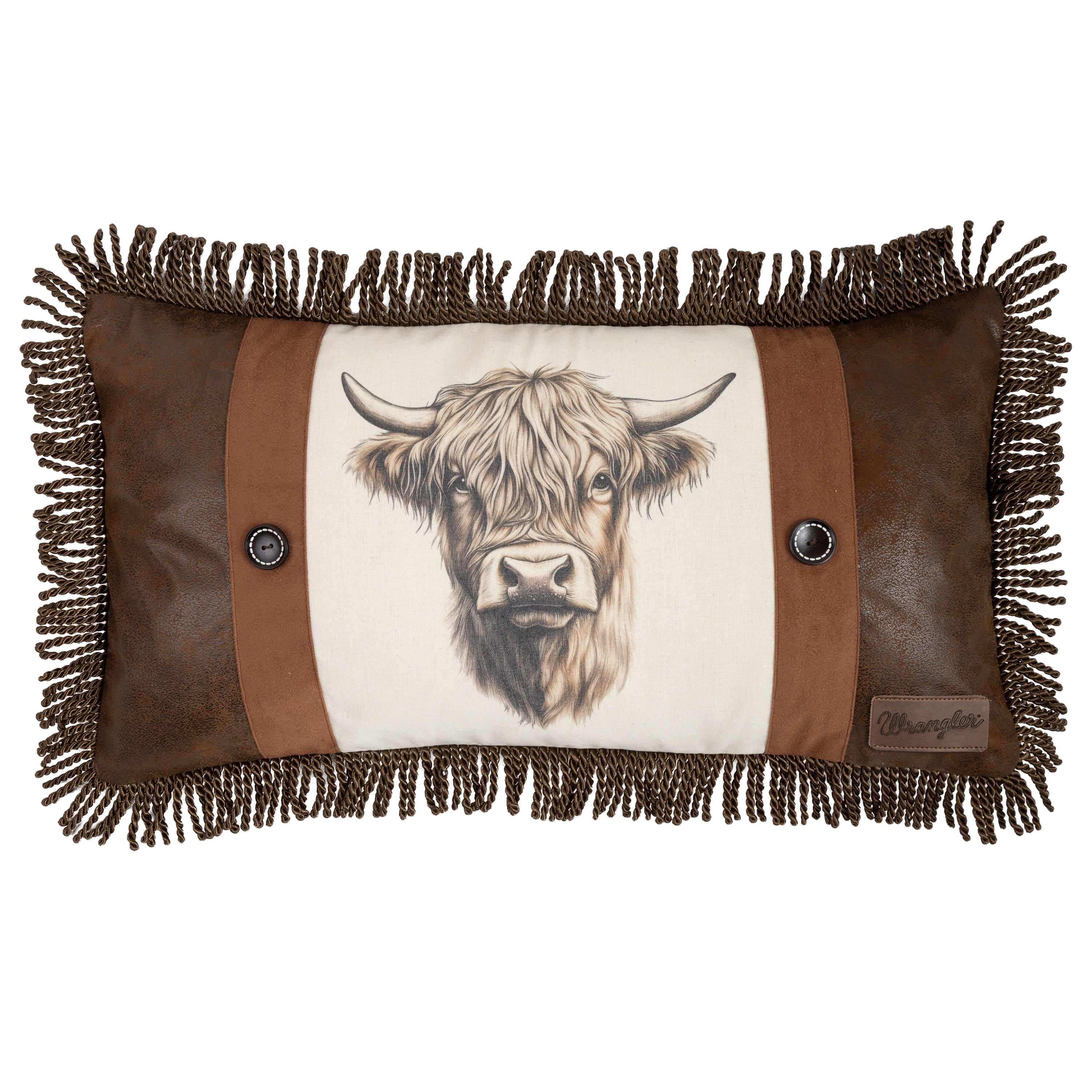Image of Carstens, Inc. Wrangler Highland Cow Ranch Pillow