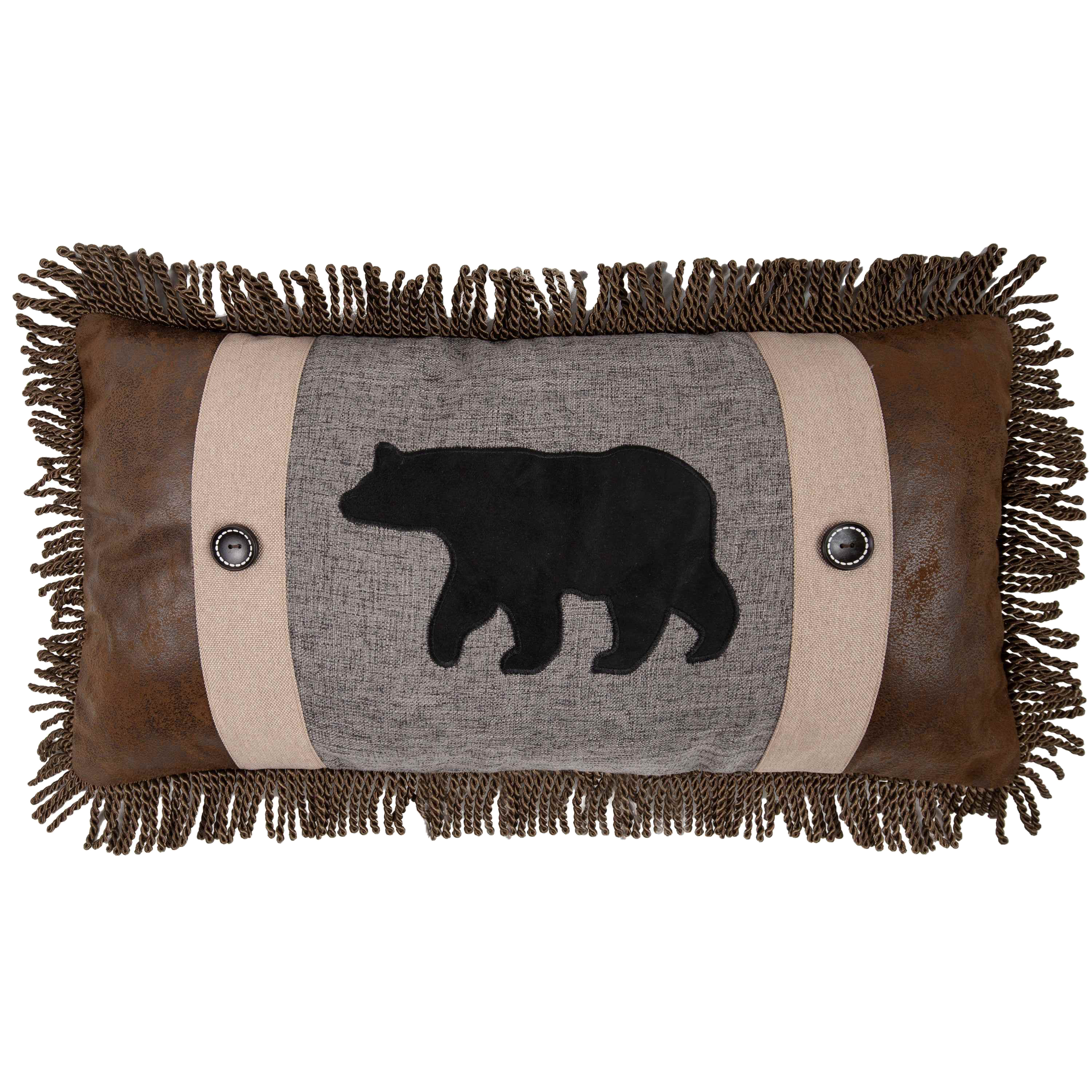 Image of Carstens, Inc. Bear On Grey Pillow