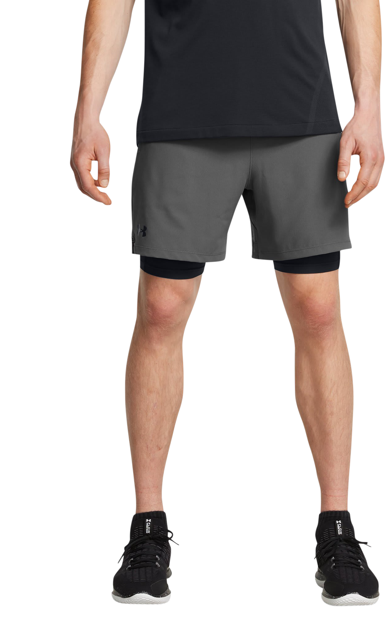 Image of Under Armour Vanish Woven 2-in-1 Shorts - Castlerock/Black/Black