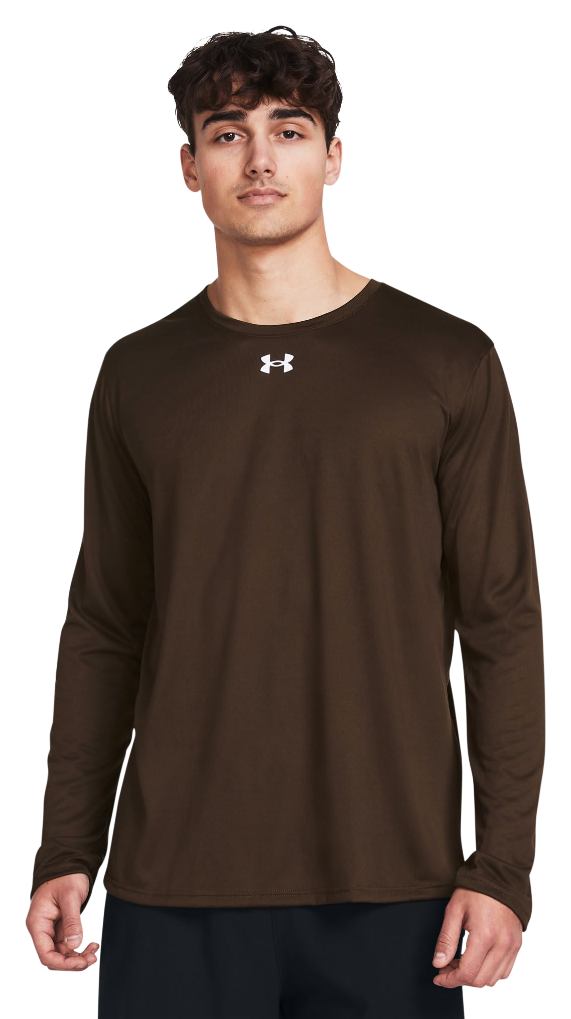 Image of Under Armour Team Tech Long-Sleeve Shirt - Cleveland Brown/White