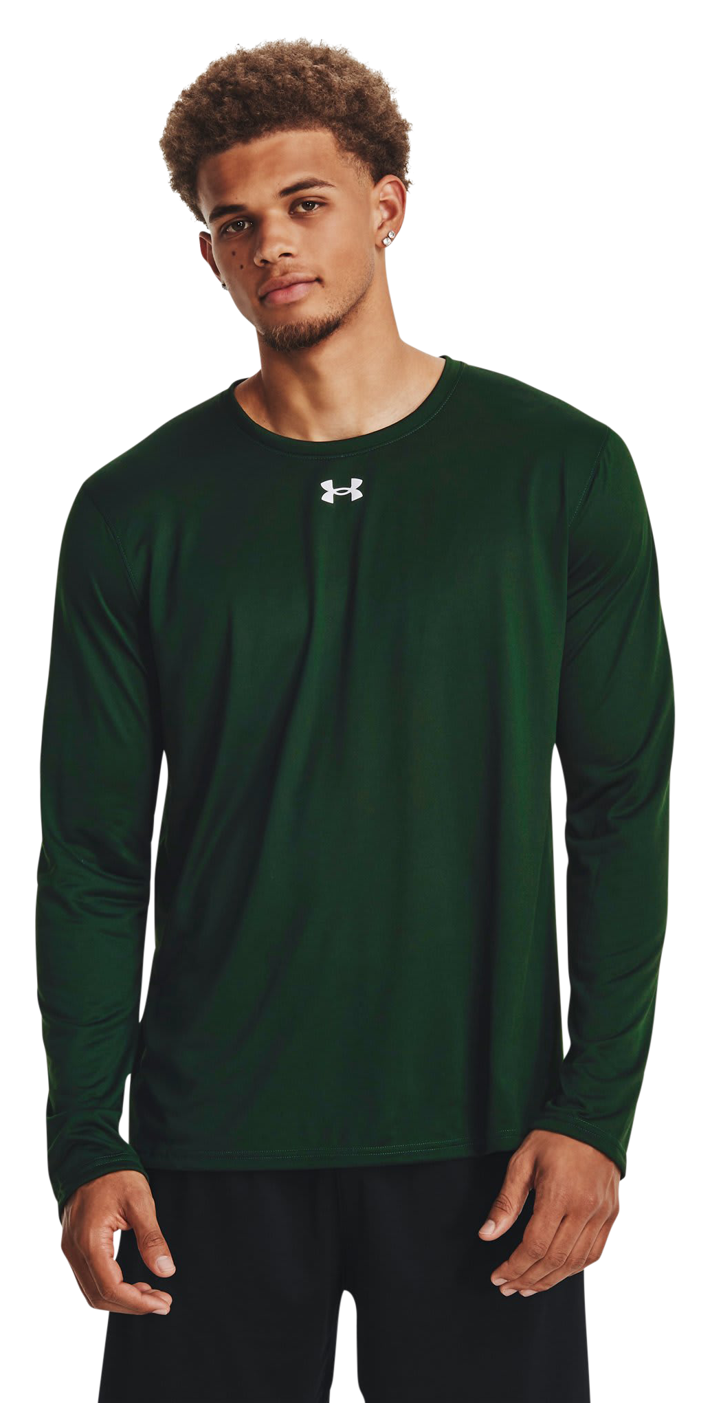 Image of Under Armour Team Tech Long-Sleeve Shirt - Forest Green/White