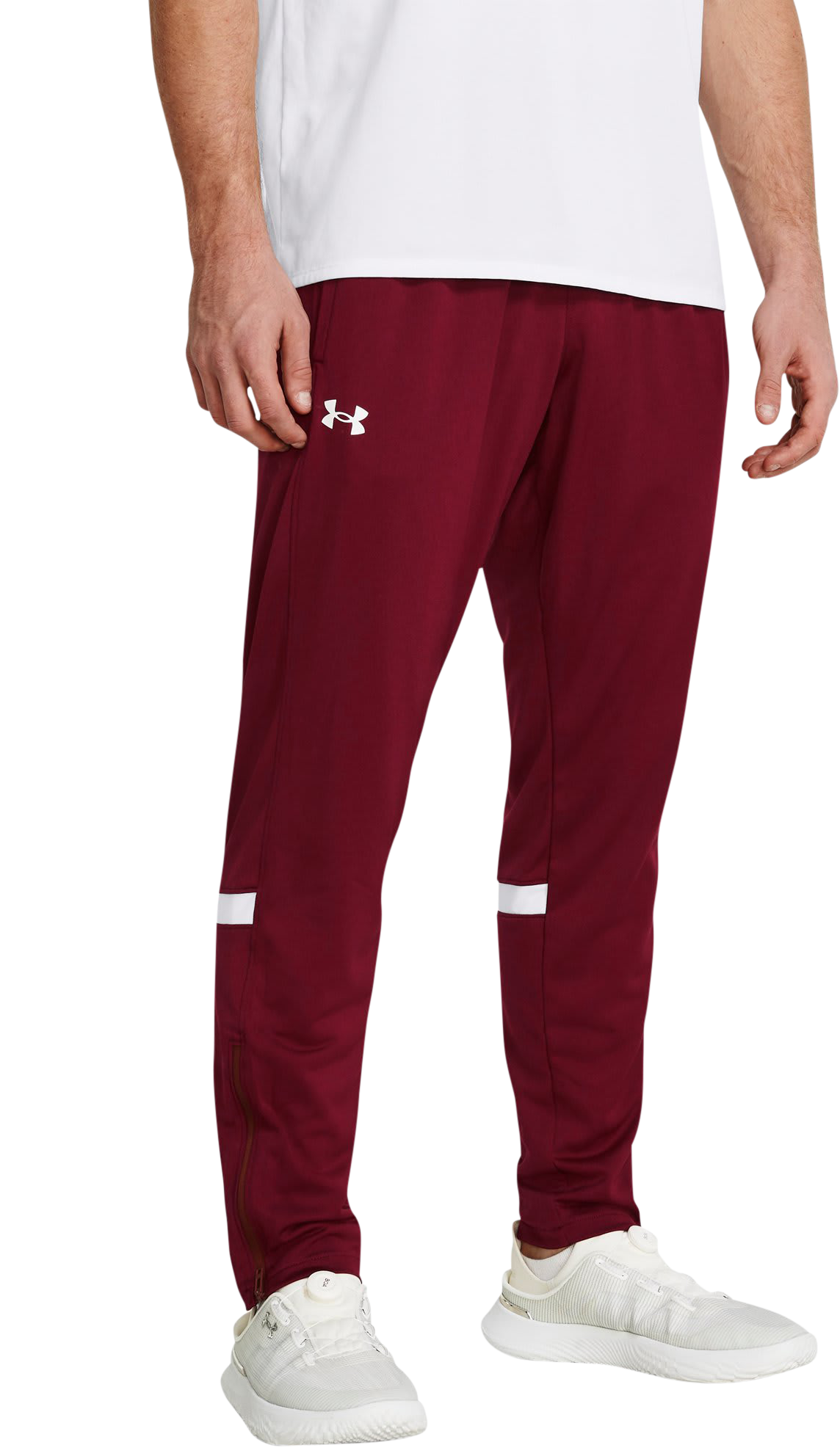 Image of Under Armour Knit Warm Up Team Pants - Cardinal/White