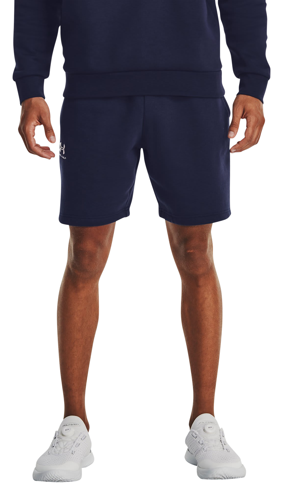 Image of Under Armour Icon Fleece Shorts - Midnight Navy/White