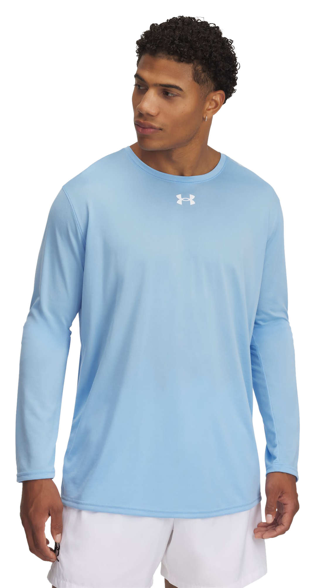 Image of Under Armour Team Tech Long-Sleeve Shirt - Carolina Blue/White