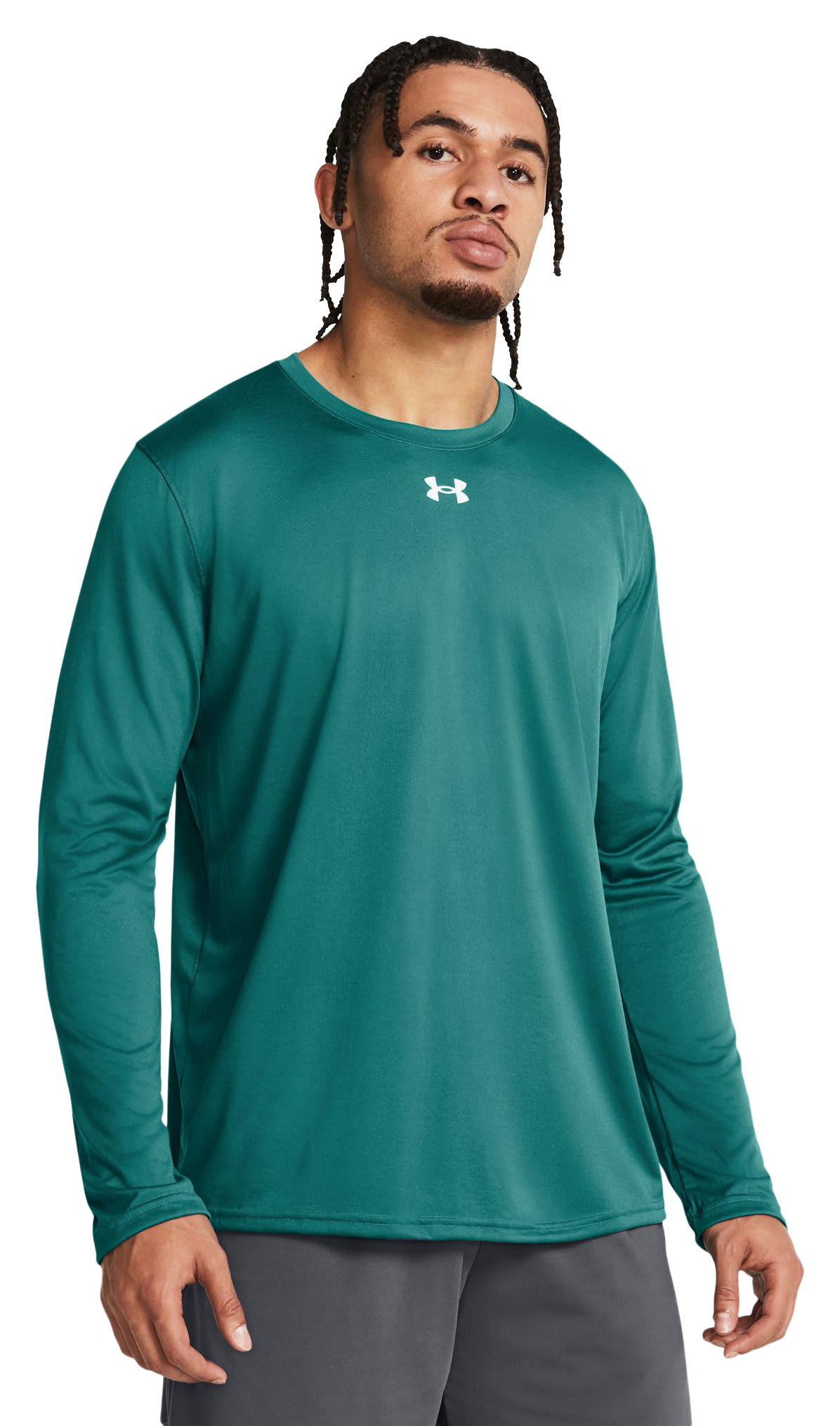 Image of Under Armour Team Tech Long-Sleeve Shirt - Coastal Teal/White