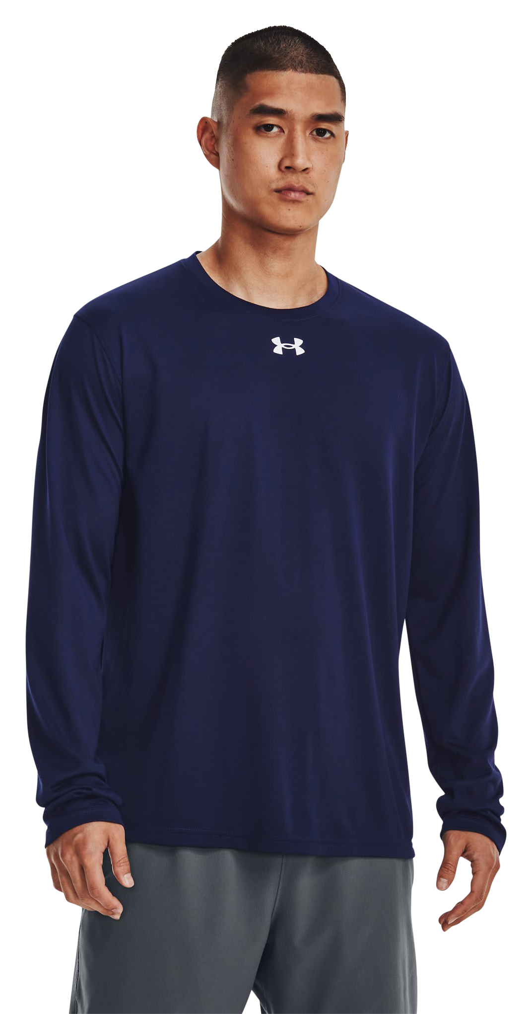 Image of Under Armour Team Tech Long-Sleeve Shirt - Midnight Navy/White