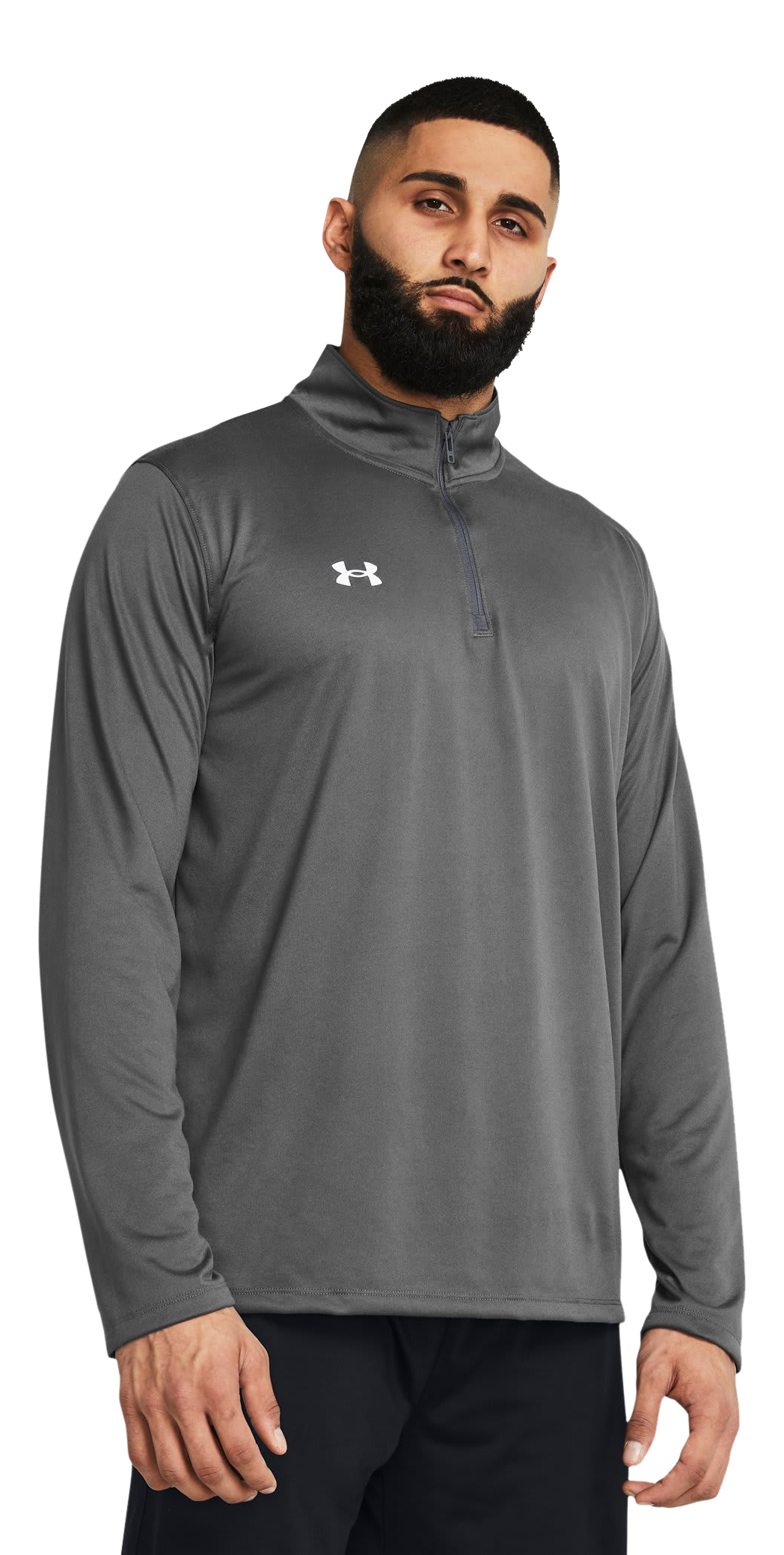 Image of Under Armour Team Tech Quarter-Zip Long-Sleeve Shirt - Castlerock/White