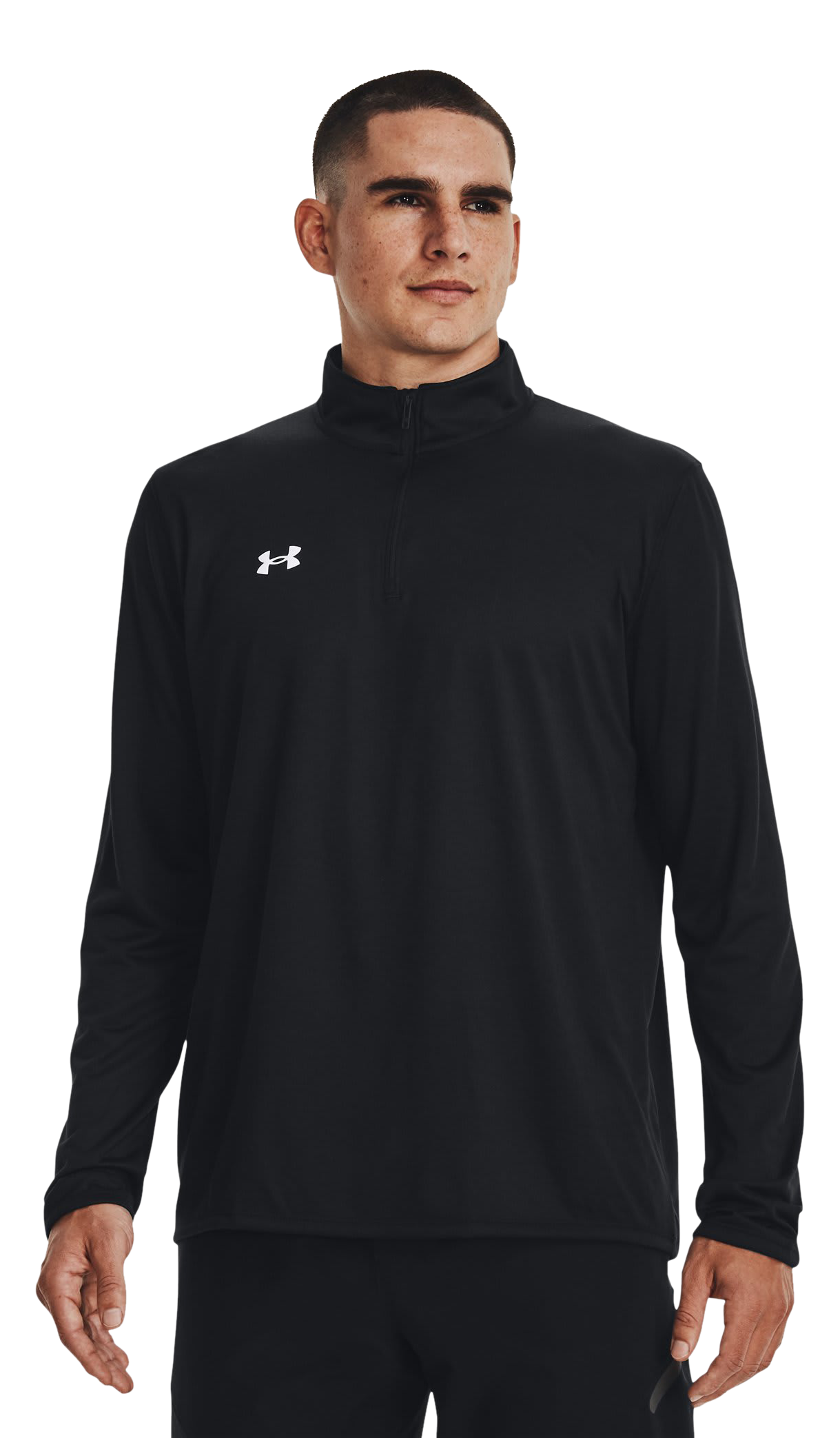 Image of Under Armour Team Tech Quarter-Zip Long-Sleeve Shirt - Black/White