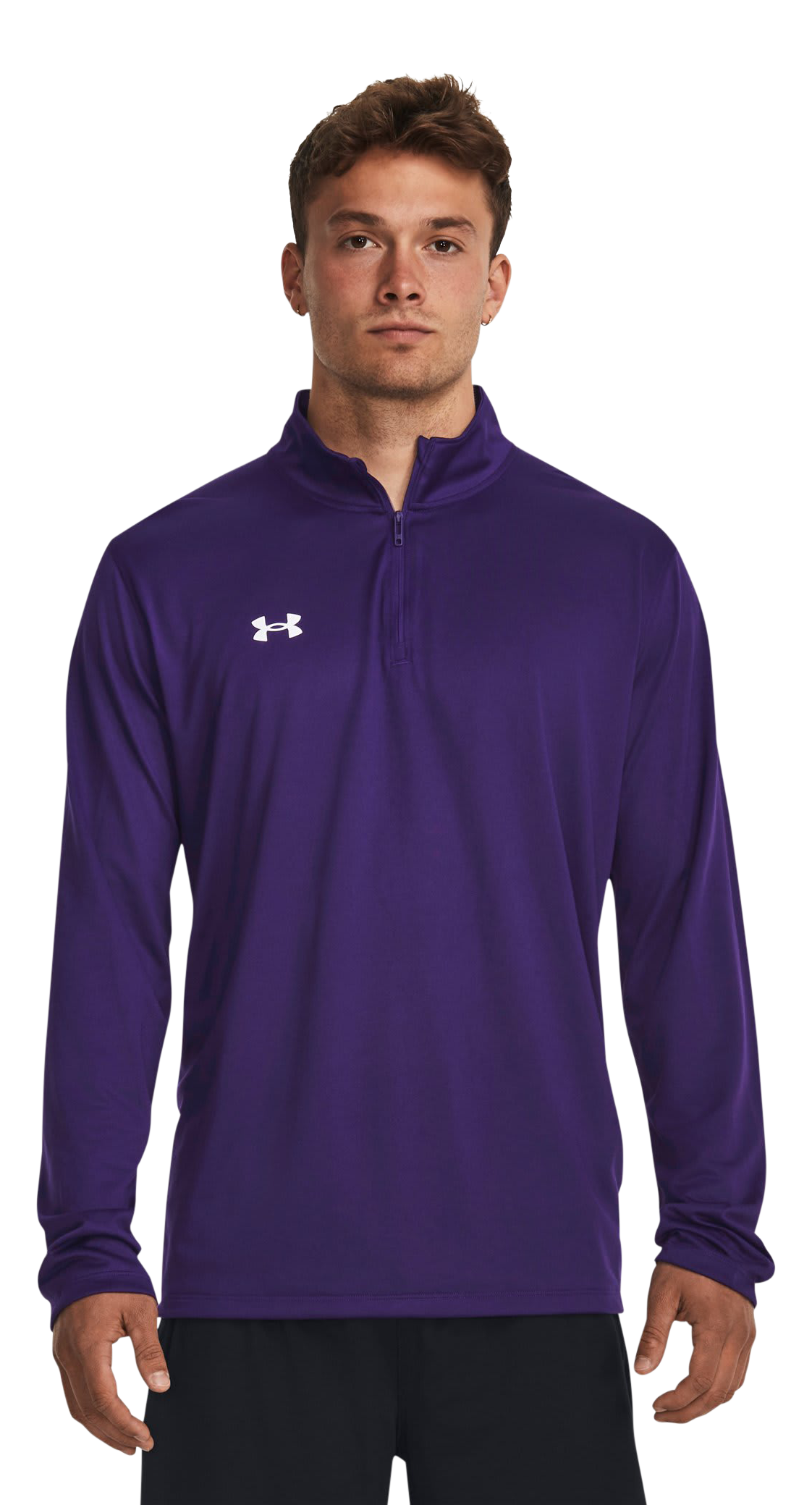 Image of Under Armour Team Tech Quarter-Zip Long-Sleeve Shirt - Purple/White