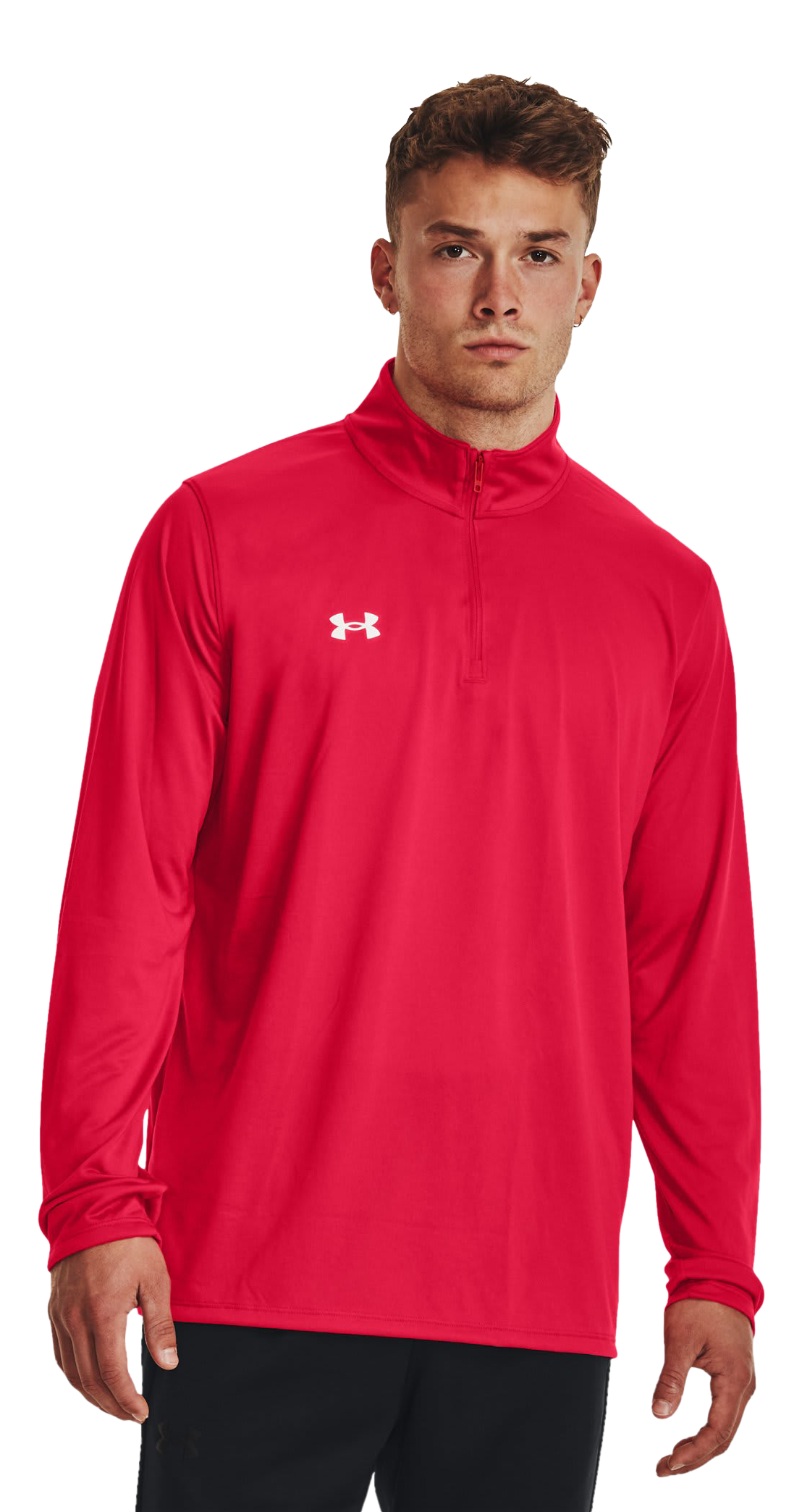 Image of Under Armour Team Tech Quarter-Zip Long-Sleeve Shirt - Red/White
