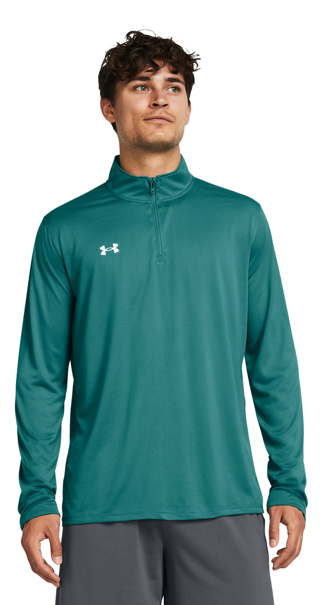 Image of Under Armour Team Tech Quarter-Zip Long-Sleeve Shirt - Coastal Teal/White