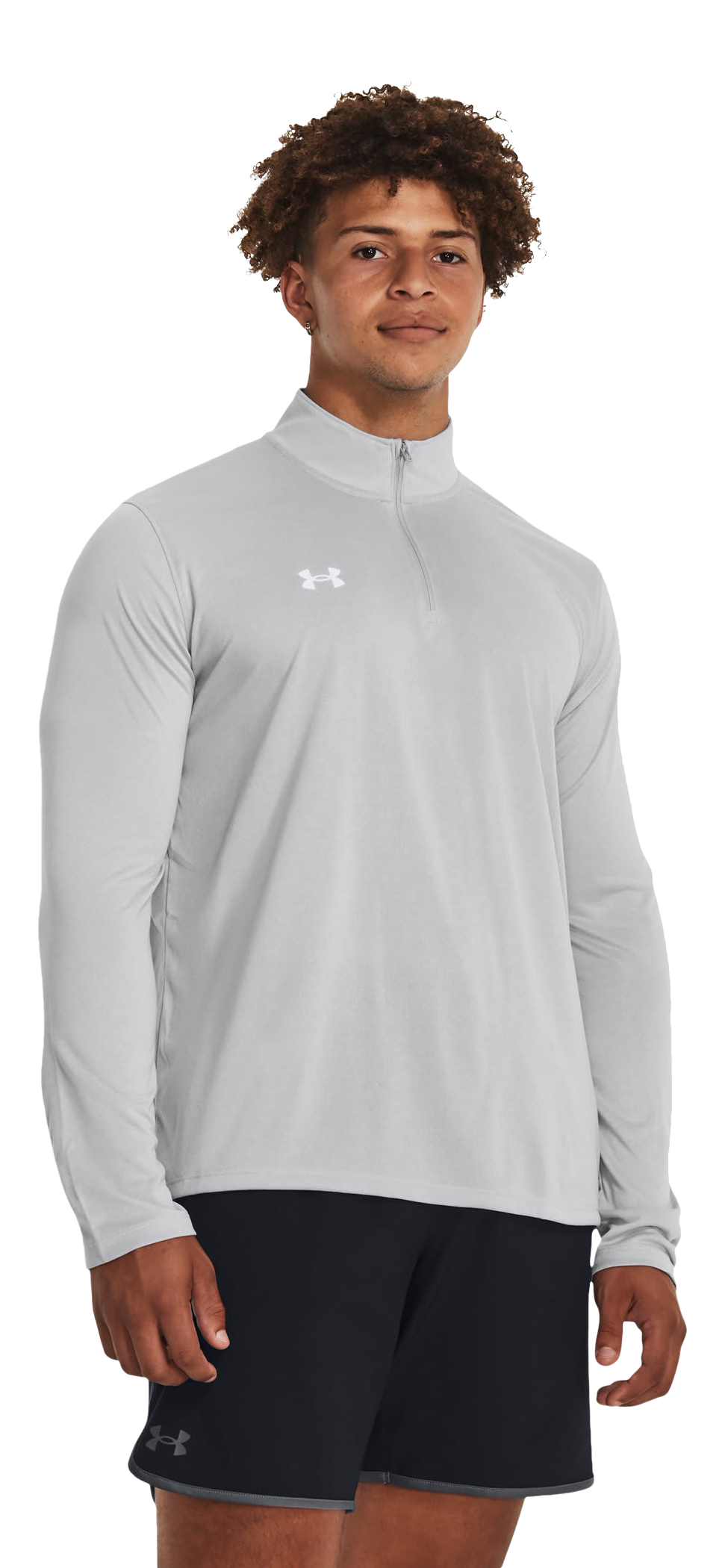Image of Under Armour Team Tech Quarter-Zip Long-Sleeve Shirt - Mod Gray Light Heather/White