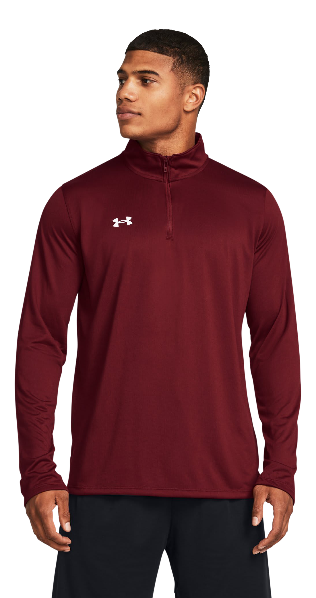 Image of Under Armour Team Tech Quarter-Zip Long-Sleeve Shirt - Cardinal/White