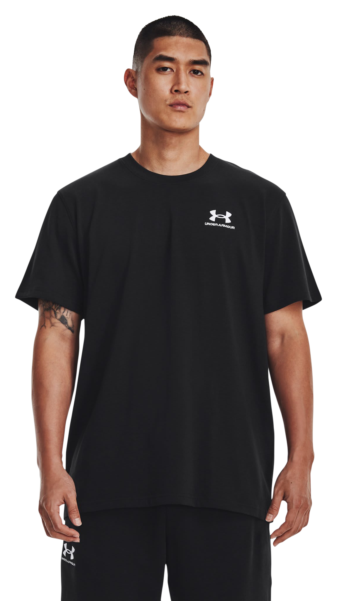 Image of Under Armour Logo Embroidered Heavyweight Short-Sleeve Shirt - Black/White