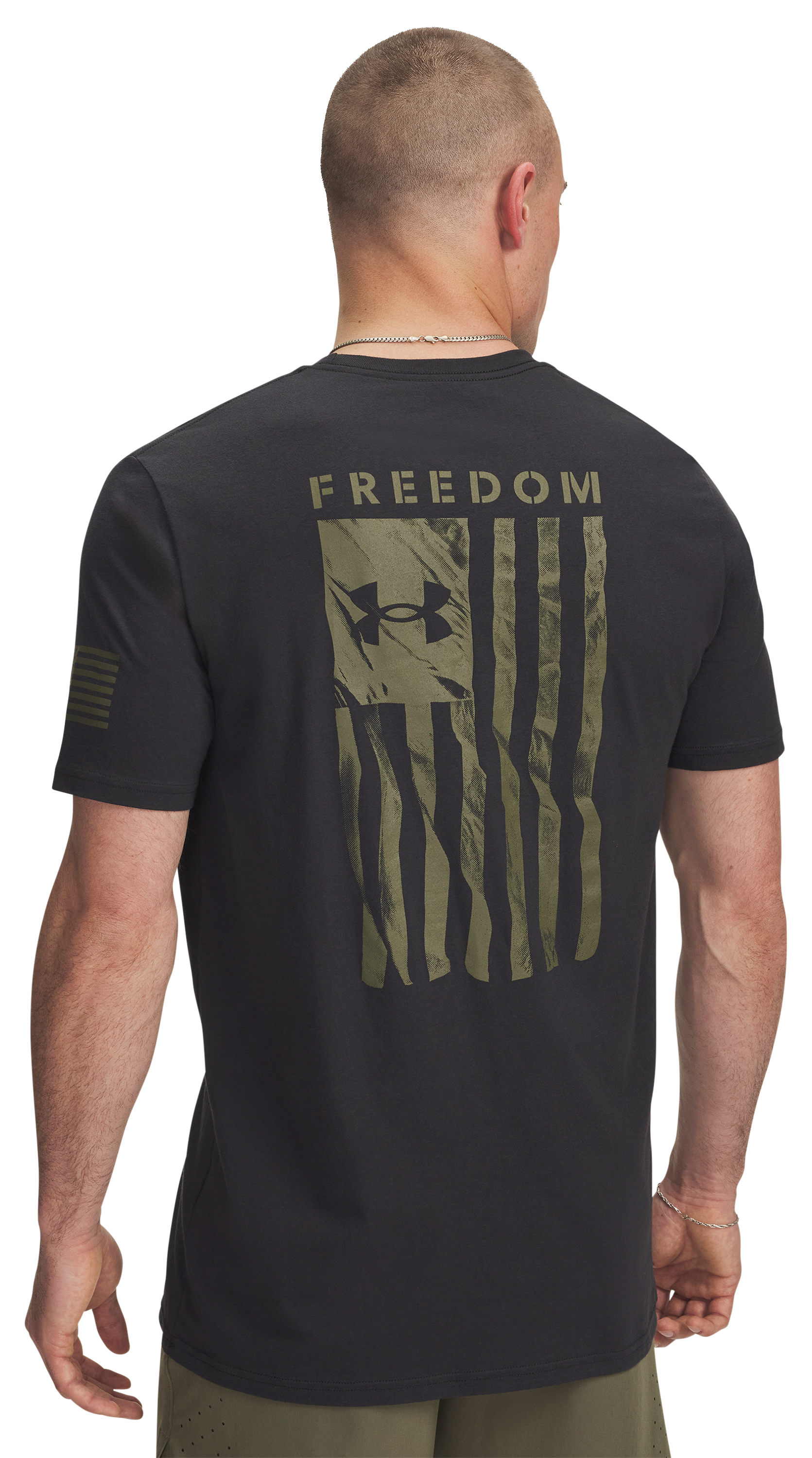 Image of Under Armour Freedom Flag Graphic Short-Sleeve T-Shirt - Black/Marine OD Green