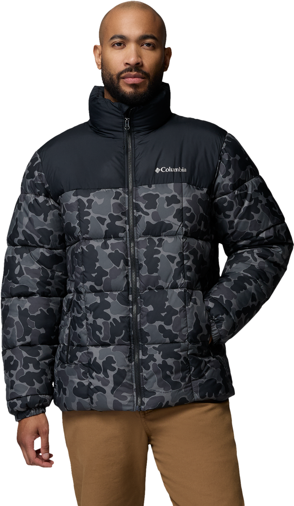 Image of Columbia Puffect IV Printed Jacket - Black Puzzle Camo/Black