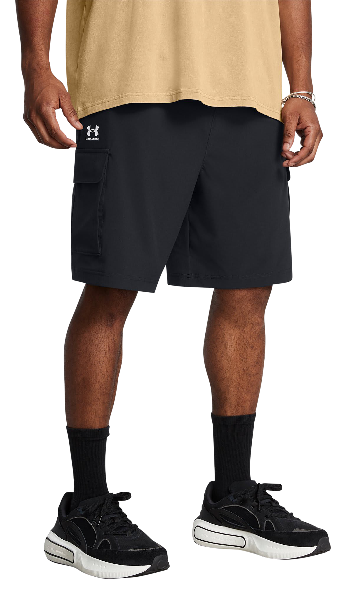 Image of Under Armour Vibe Woven Cargo Shorts - Black/White
