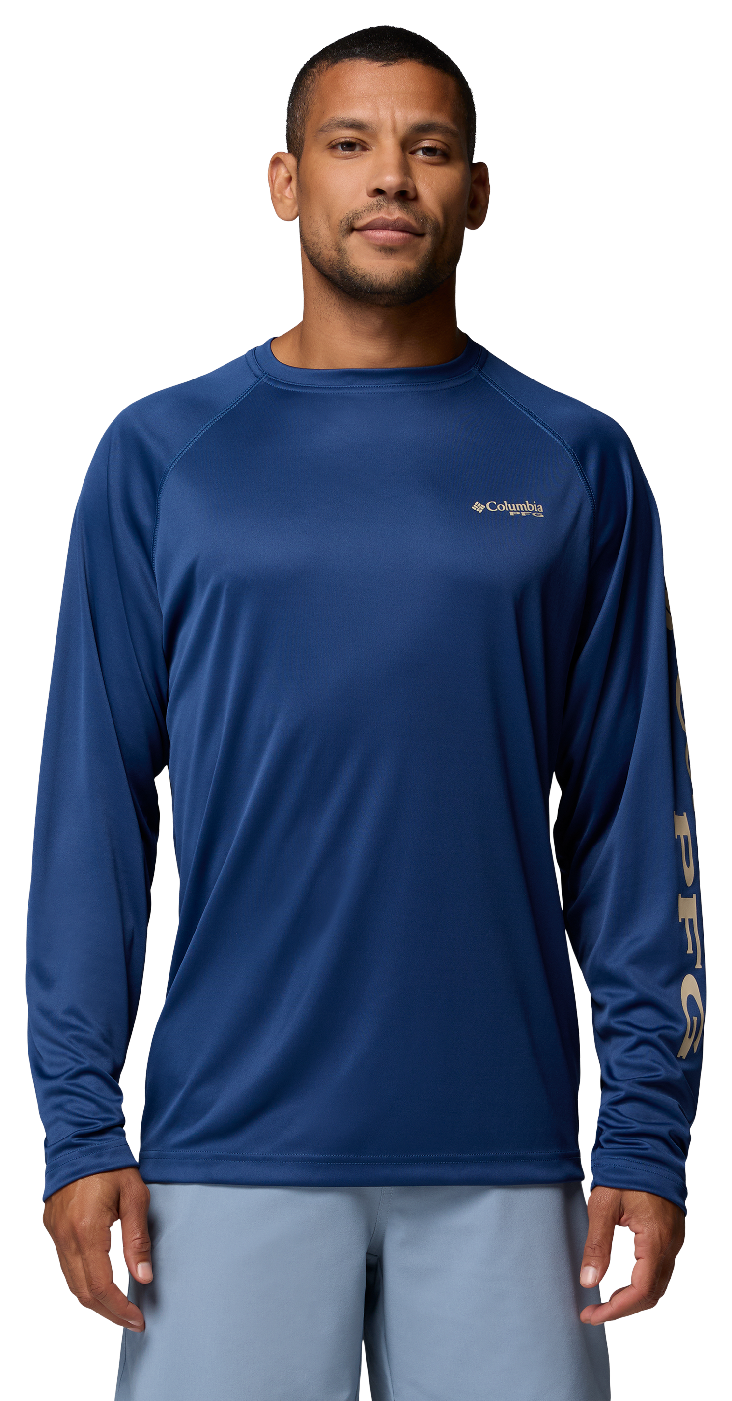 Image of Columbia PFG Terminal Tackle Long-Sleeve T-Shirt - Carbon/Ancient Fossil Logo