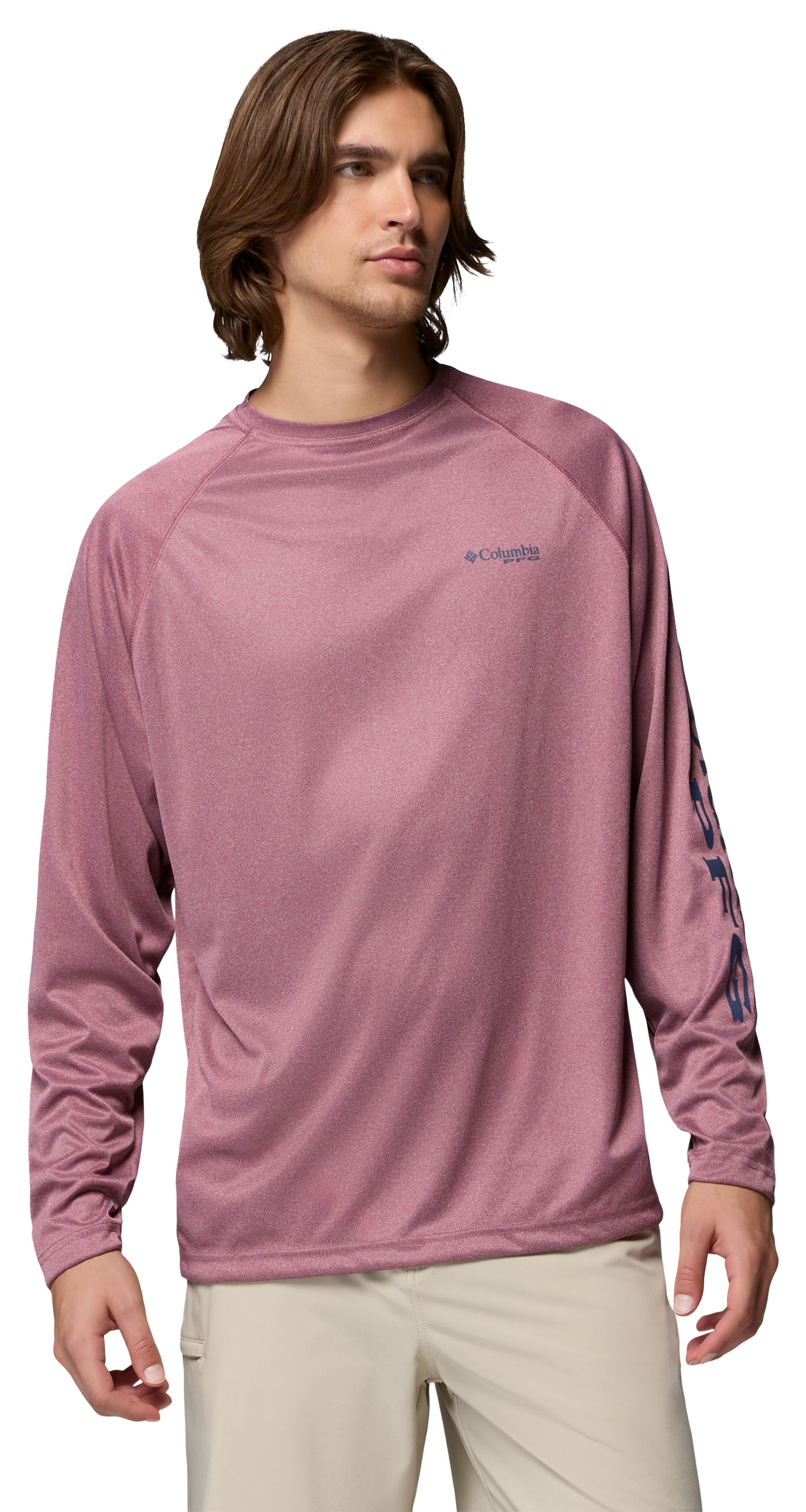 Image of Columbia PFG Terminal Tackle Long-Sleeve T-Shirt - Antique Mauve Heather/Nocturnal