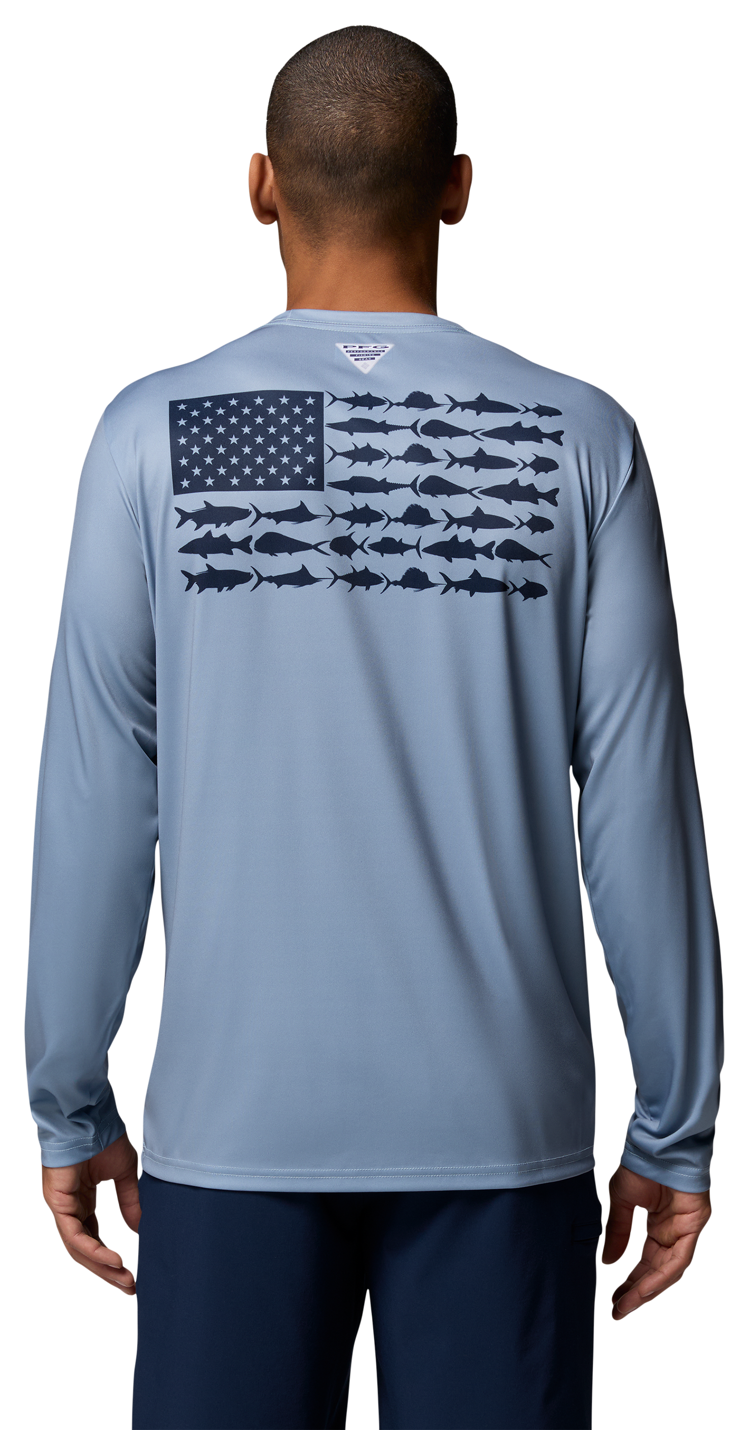 Image of Columbia Terminal Tackle PFG Fish Flag Long-Sleeve Shirt - Dockside Blue/Collegiate Navy