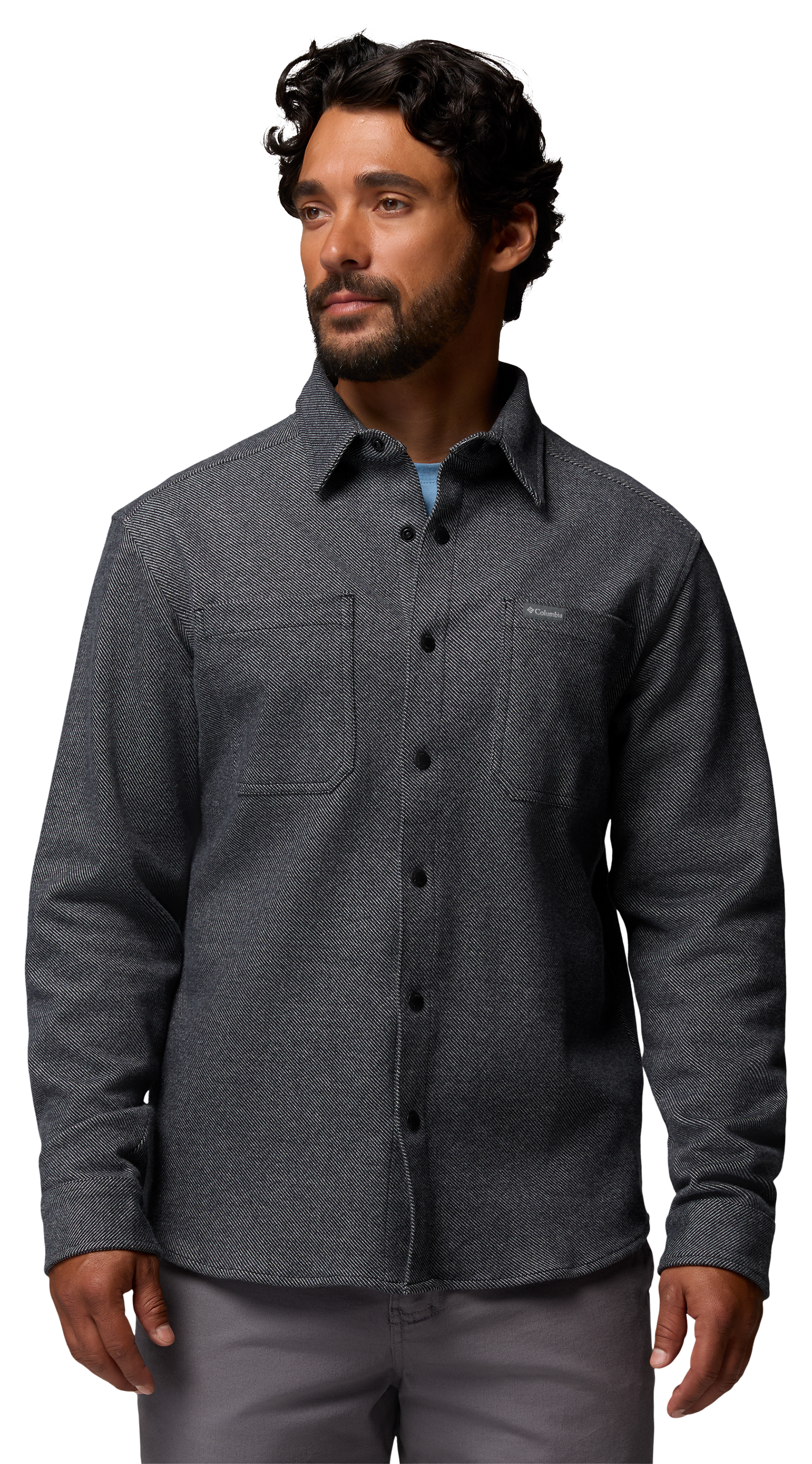 Image of Columbia Twill River Knit Long-Sleeve Shirt - Black Heather