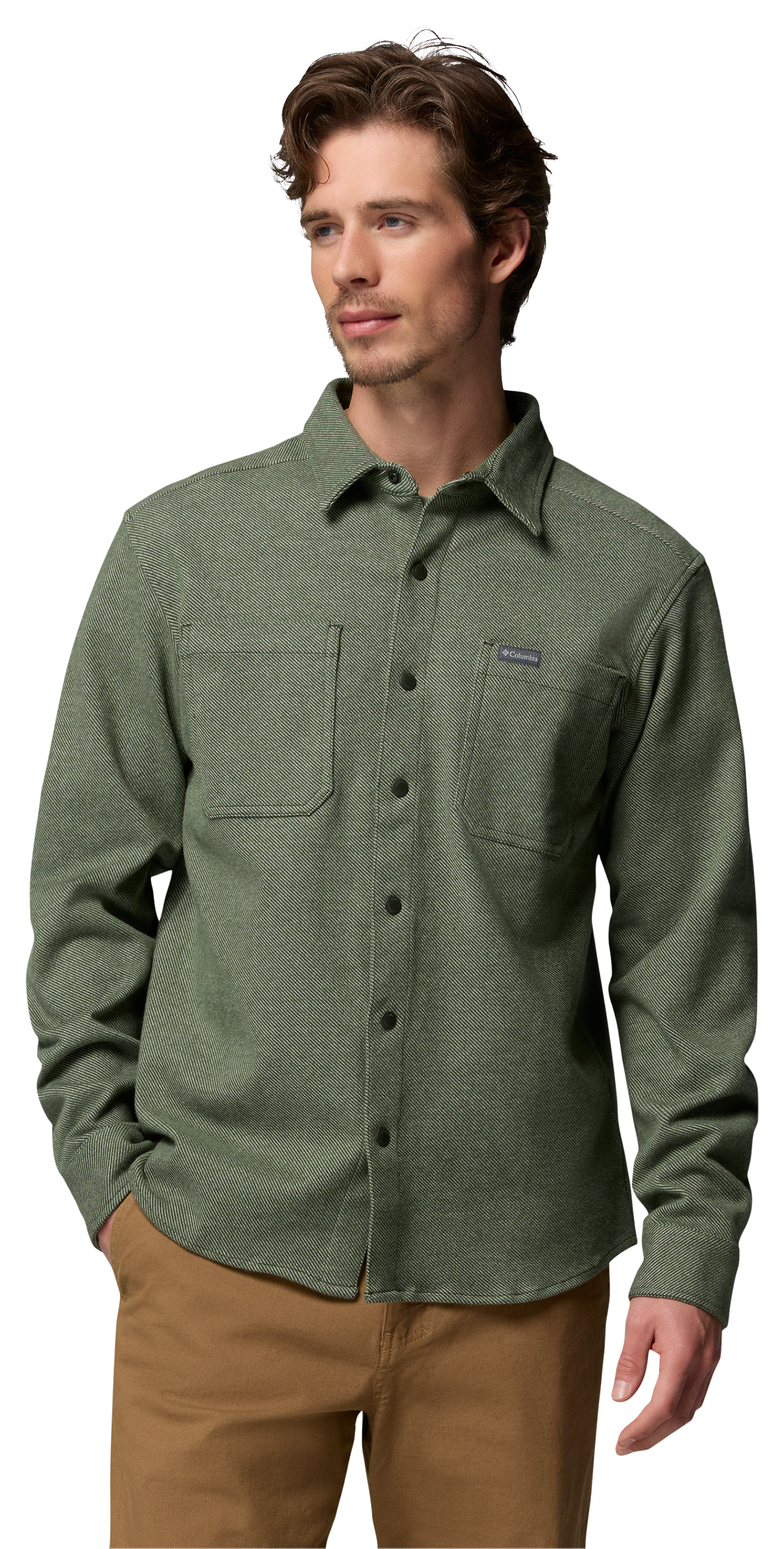 Image of Columbia Twill River Knit Long-Sleeve Shirt - Greenscape Heather