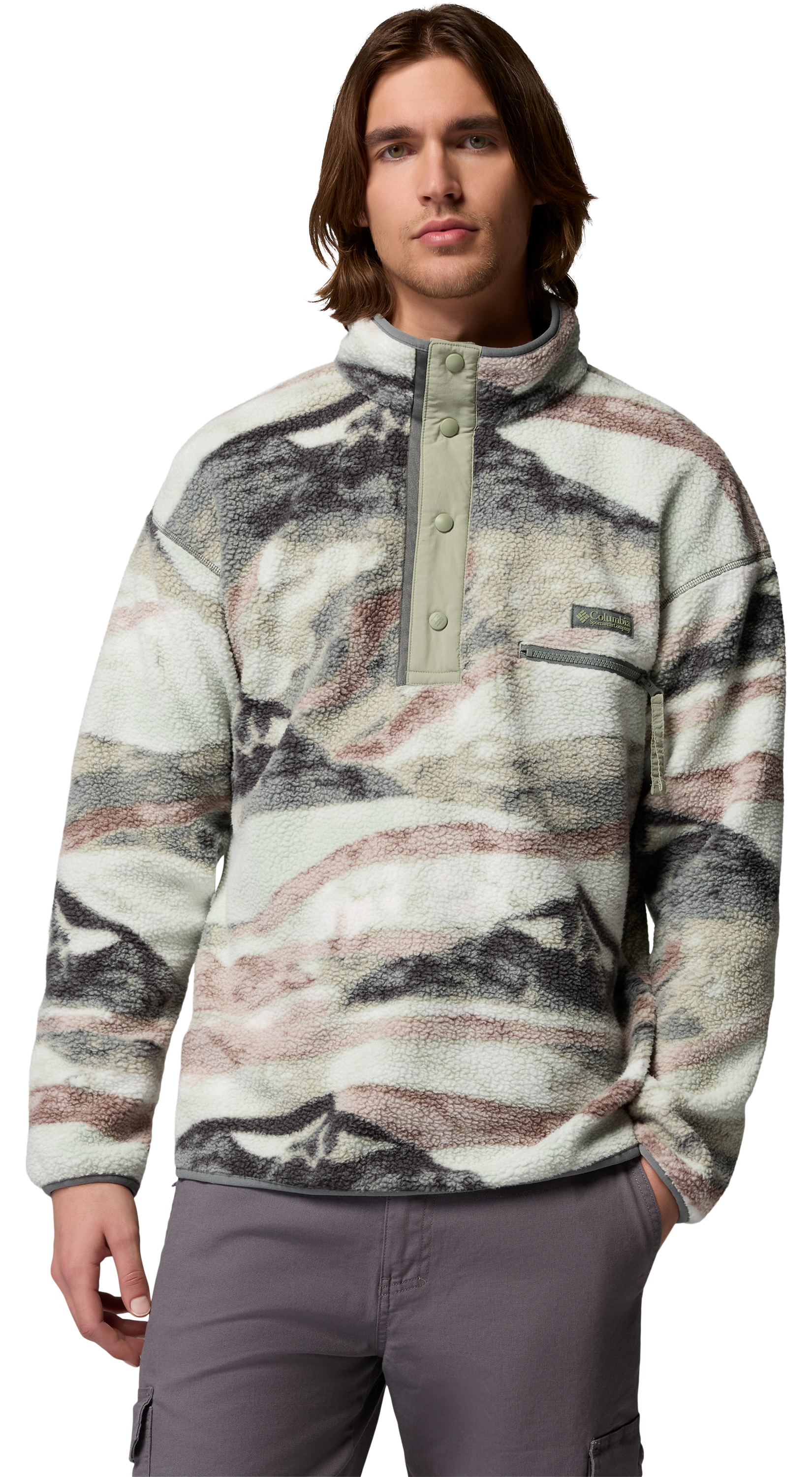 Image of Columbia Helvetia II Printed Half-Snap Fleece Pullover - Sedona Sage Summits